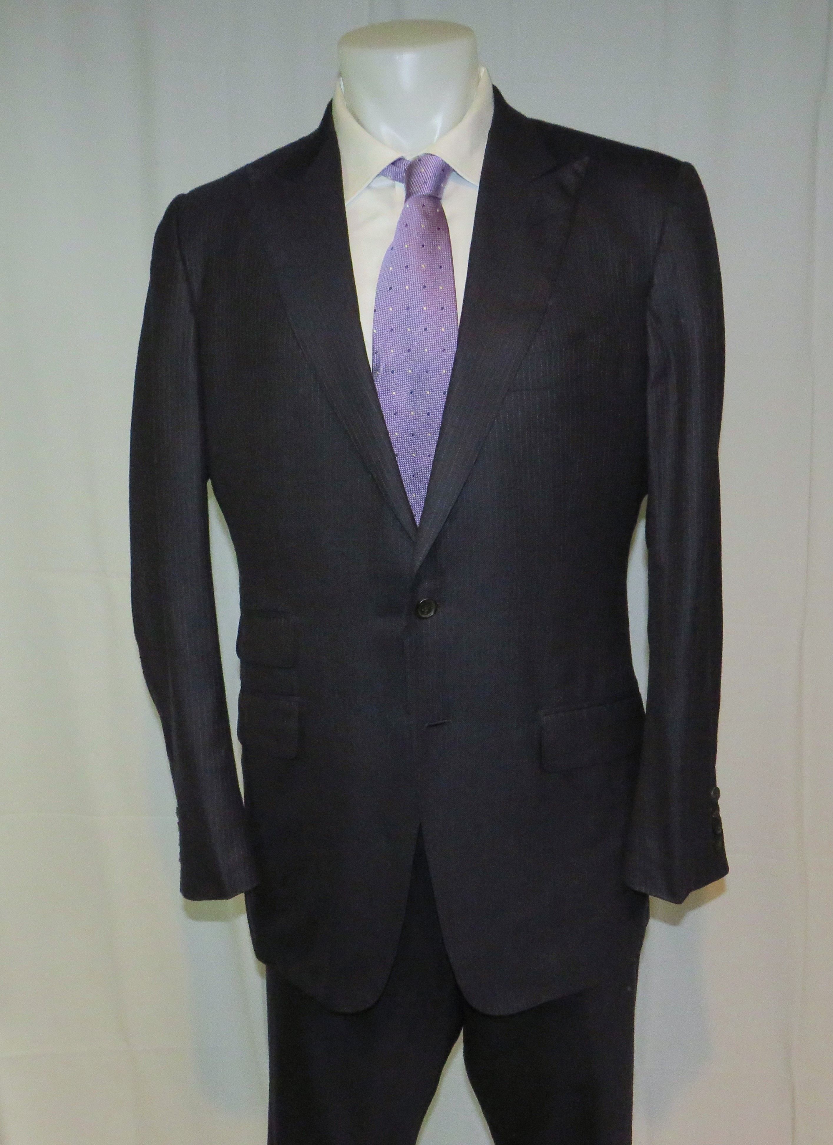 Tom Ford O'Connor Blue Stripe Silk Blend Current Two Button Suit 44L Size 44L - 3 Thumbnail
