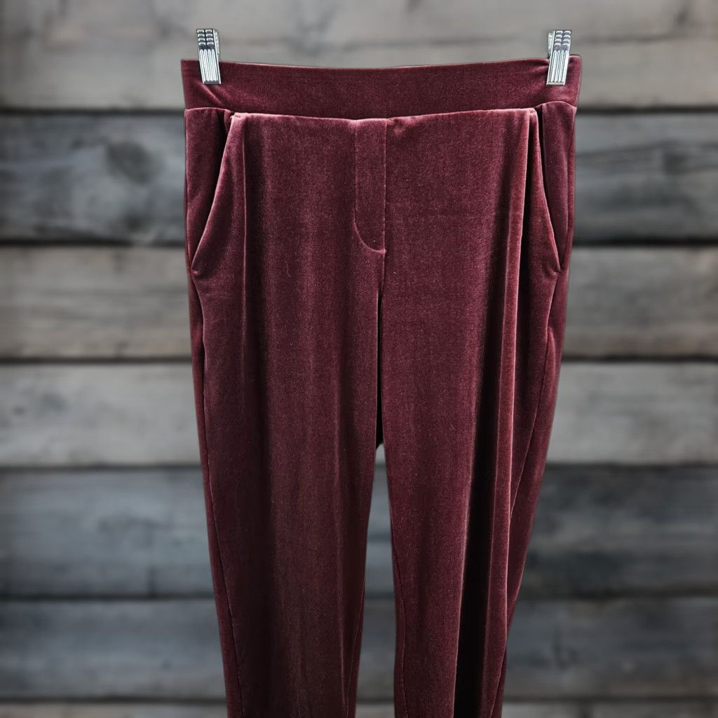 Loft Ann Taylor LOFT Womens Velvet Ankle Pants Small Burgundy Pull On High Rise Womens Size 28" / US 6 / IT 42 - 1 Thumbnail