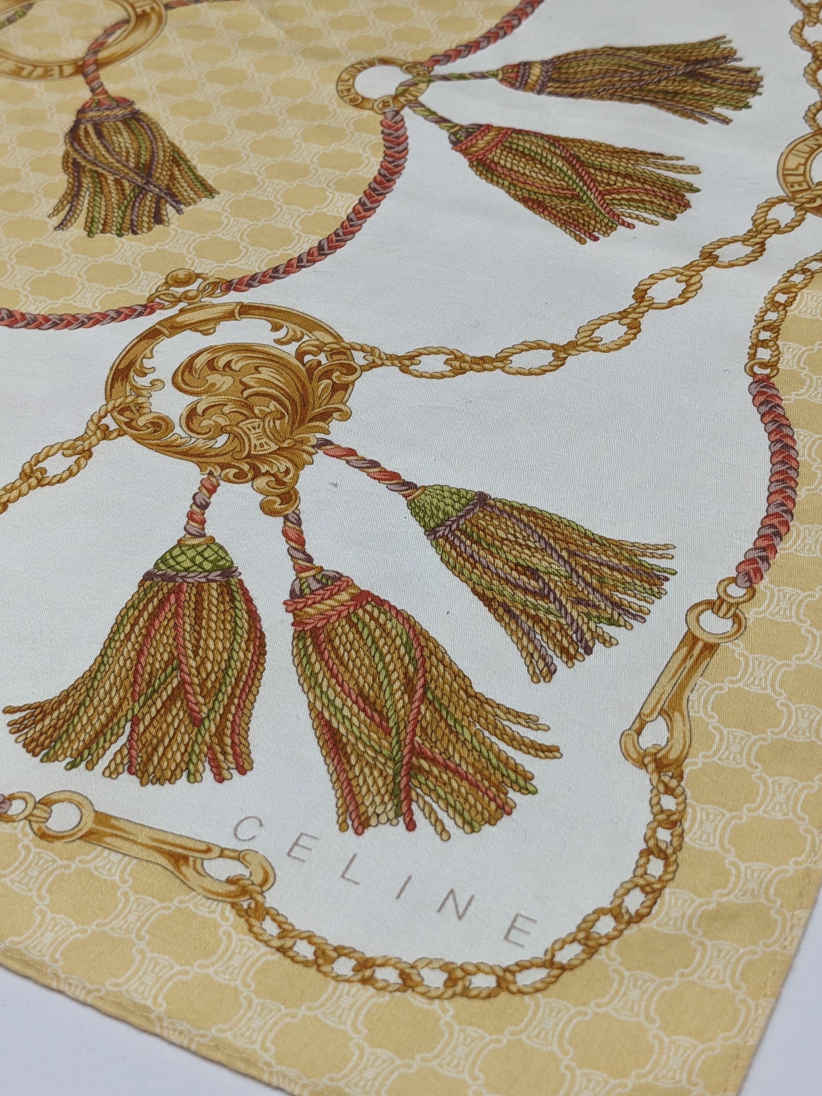 Celine CELINE PARIS MACADAM BLASON TASSELS SILK HANDKERCHIEF Size ONE SIZE - 2 Thumbnail