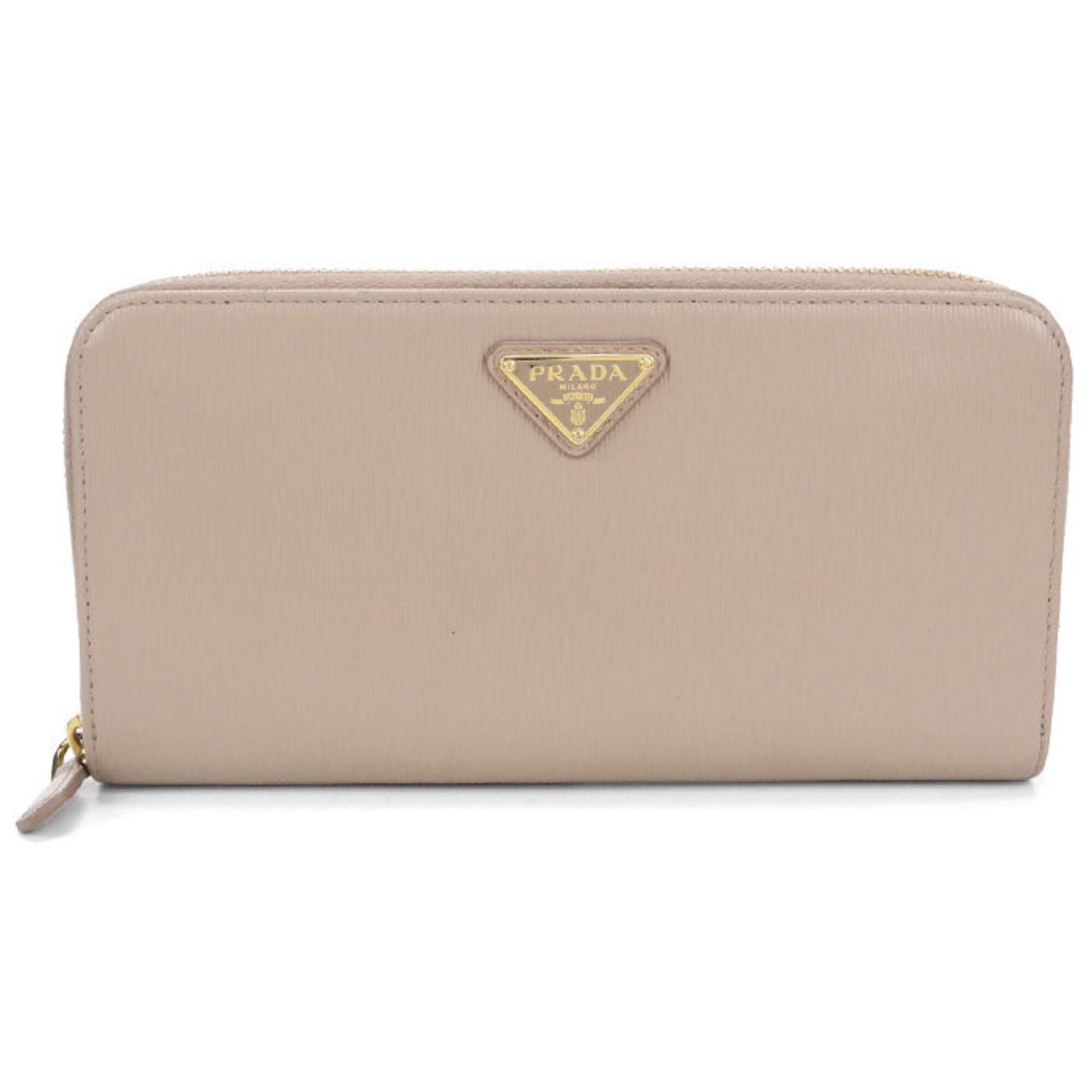 Prada PRADA women's long wallet with round zipper closure, beige. Size ONE SIZE - 1 Thumbnail