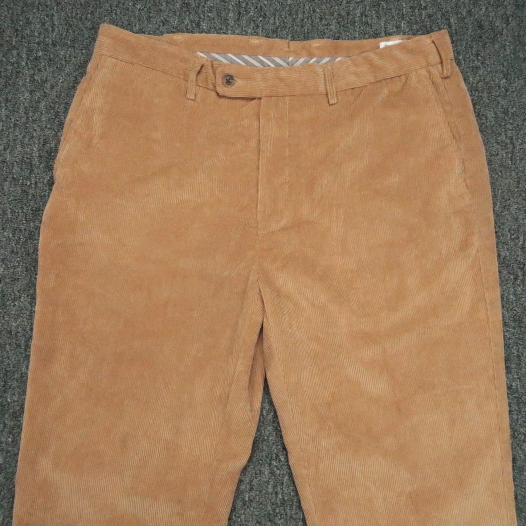 Peter Millar Pants Mens 36x33 Brown Corduroy Chino Flat Front Tailored Regular