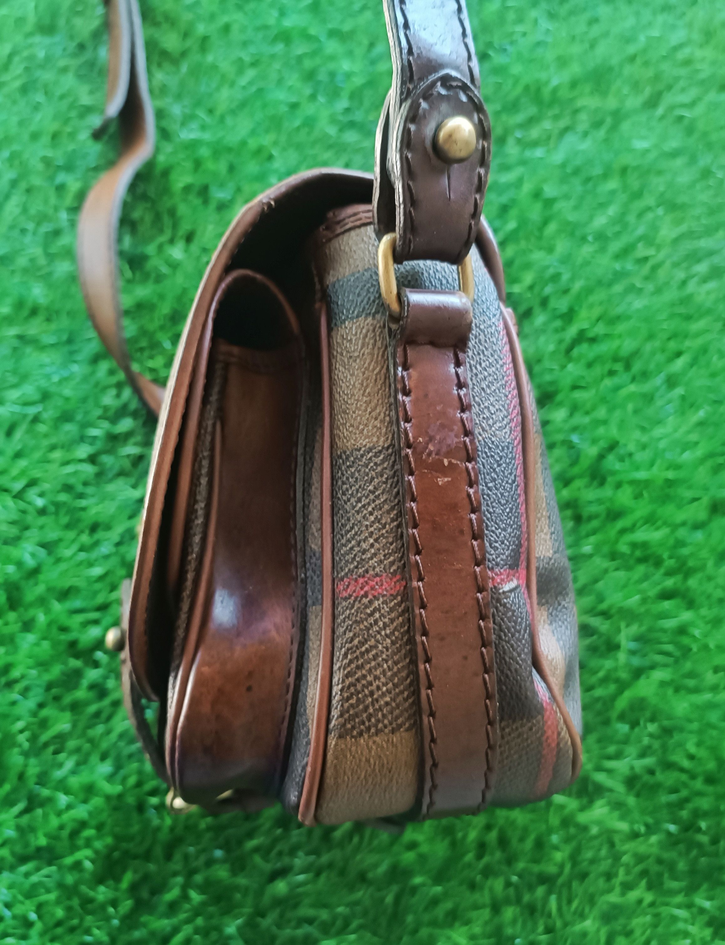 Leather × Vintage GIAMAX VINTAGE CHECK MONOGRAM LEATHER SLING BAG Size ONE SIZE - 11 Thumbnail