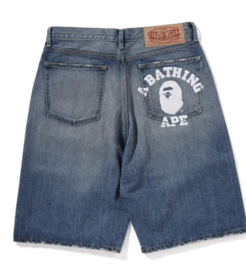 Number (N)ine bape ape COLLEGE RELAXED FIT 13 OZ DENIM SHORTS Size US 32 / EU 48 - 1 Thumbnail