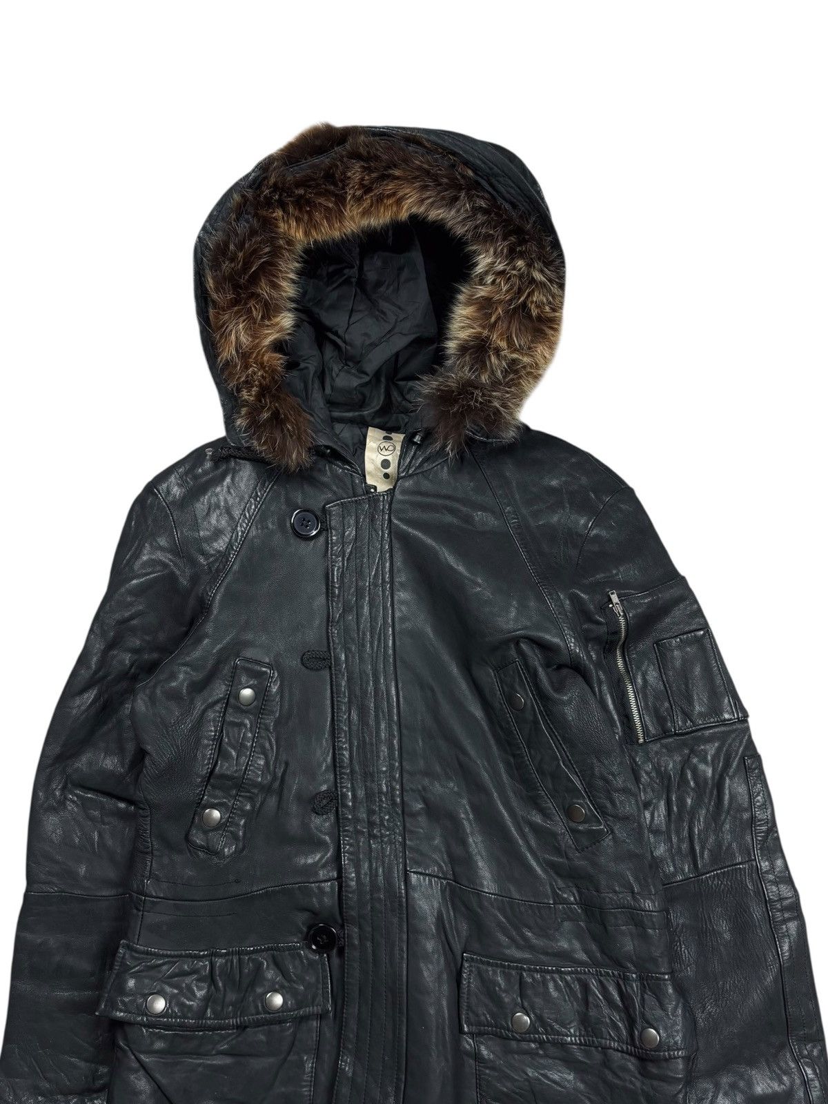 2000s Four Valley - Fur Hoodie Vkei Style Leather Jacket