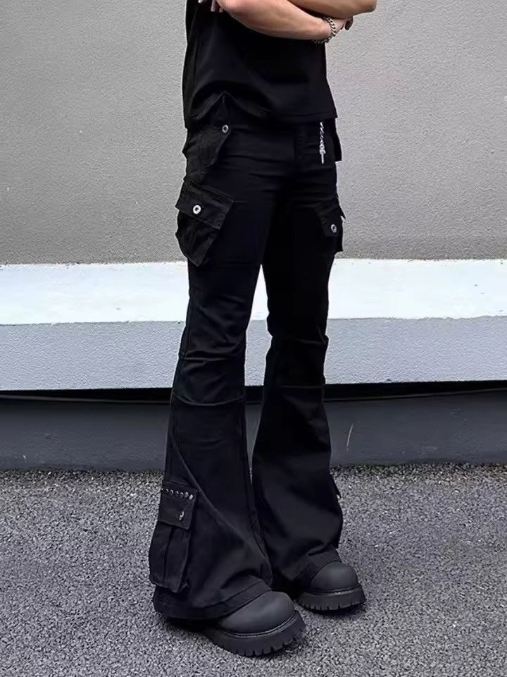 Jean Multi Pockets Black Slim Flared Jeans Pants Size US 30 / EU 46 - 2 Thumbnail