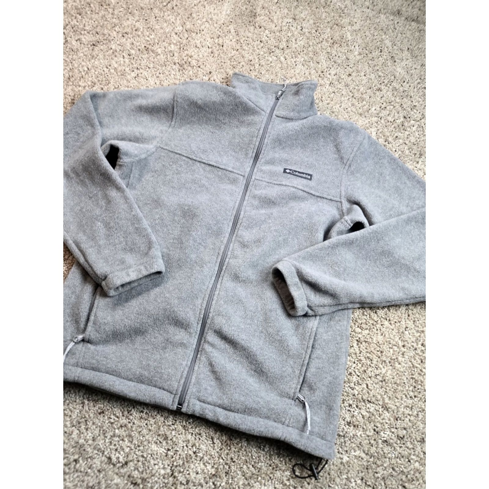 Vintage Columbia Fleece Jacket Mens M Gray Full Zip Outdoor Mock Neck Pockets Bomber Jacket Size US M / EU 48-50 / 2 - 2 Thumbnail