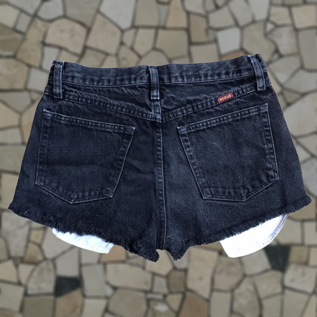 Denime VINTAGE Rustler Shorts Womens Cut Off Black Denim 29 90s 5-Pocket Rustler Women's Jeans Shorts Size 29" - 1 Thumbnail