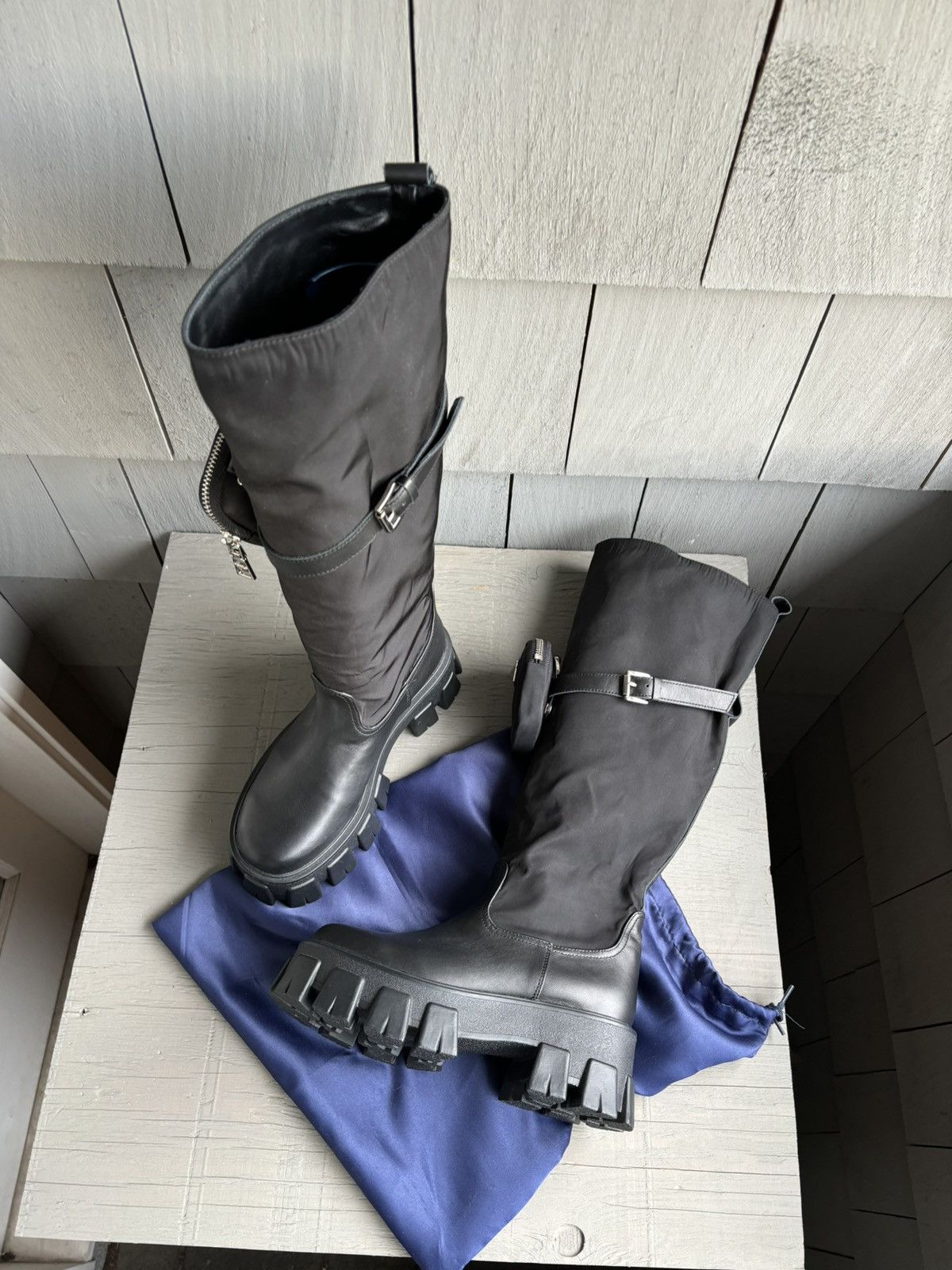 Japanese Brand × Other Tall Combat Boots Prada Monolith Style Military Cargo Leathe Size US 5 / IT 35 - 3 Thumbnail