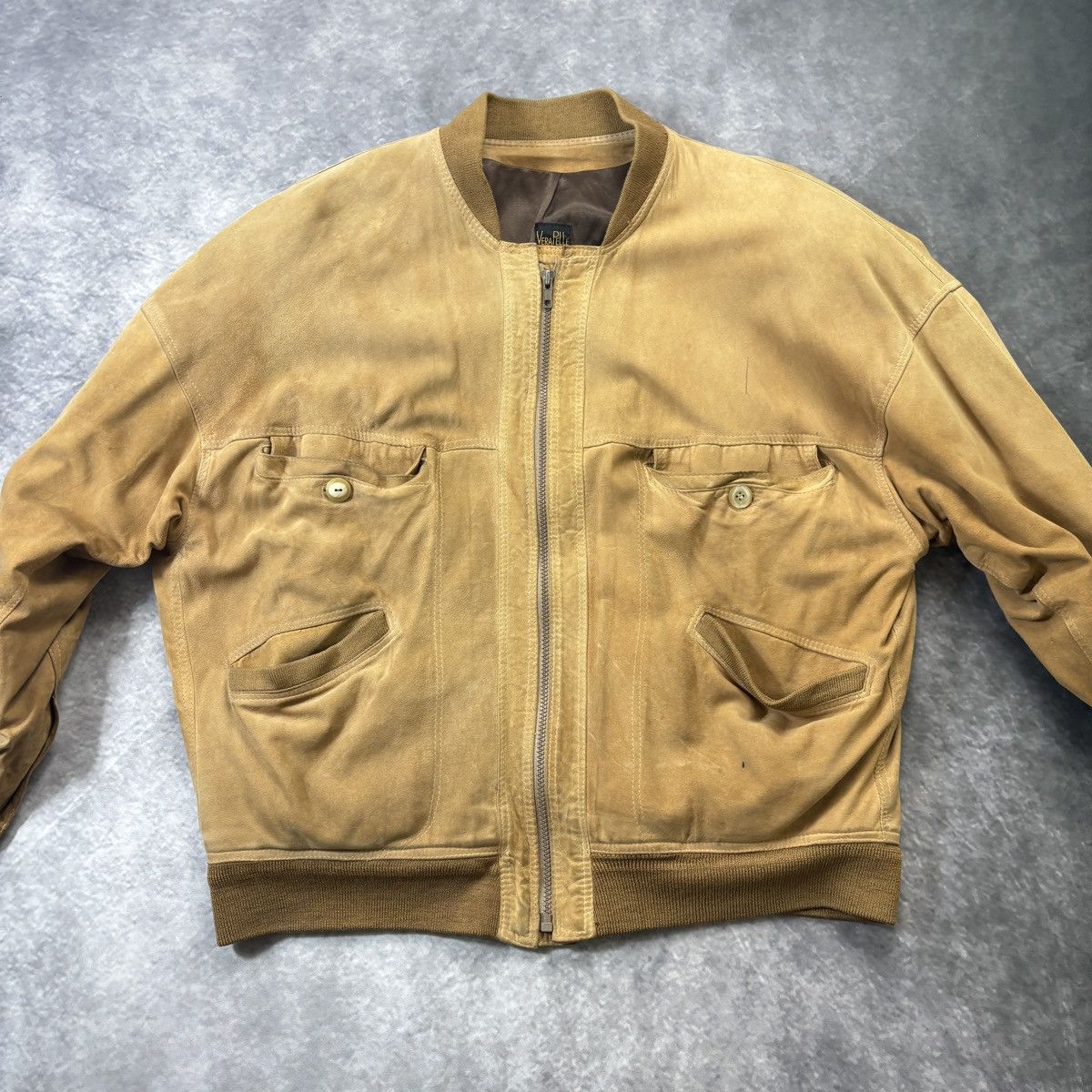Vera Pelle × Vintage Vintage Suede Bomber Jacket Made in Italy Relaxed Fit 1970s Size US M / EU 48-50 / 2 - 10 Thumbnail