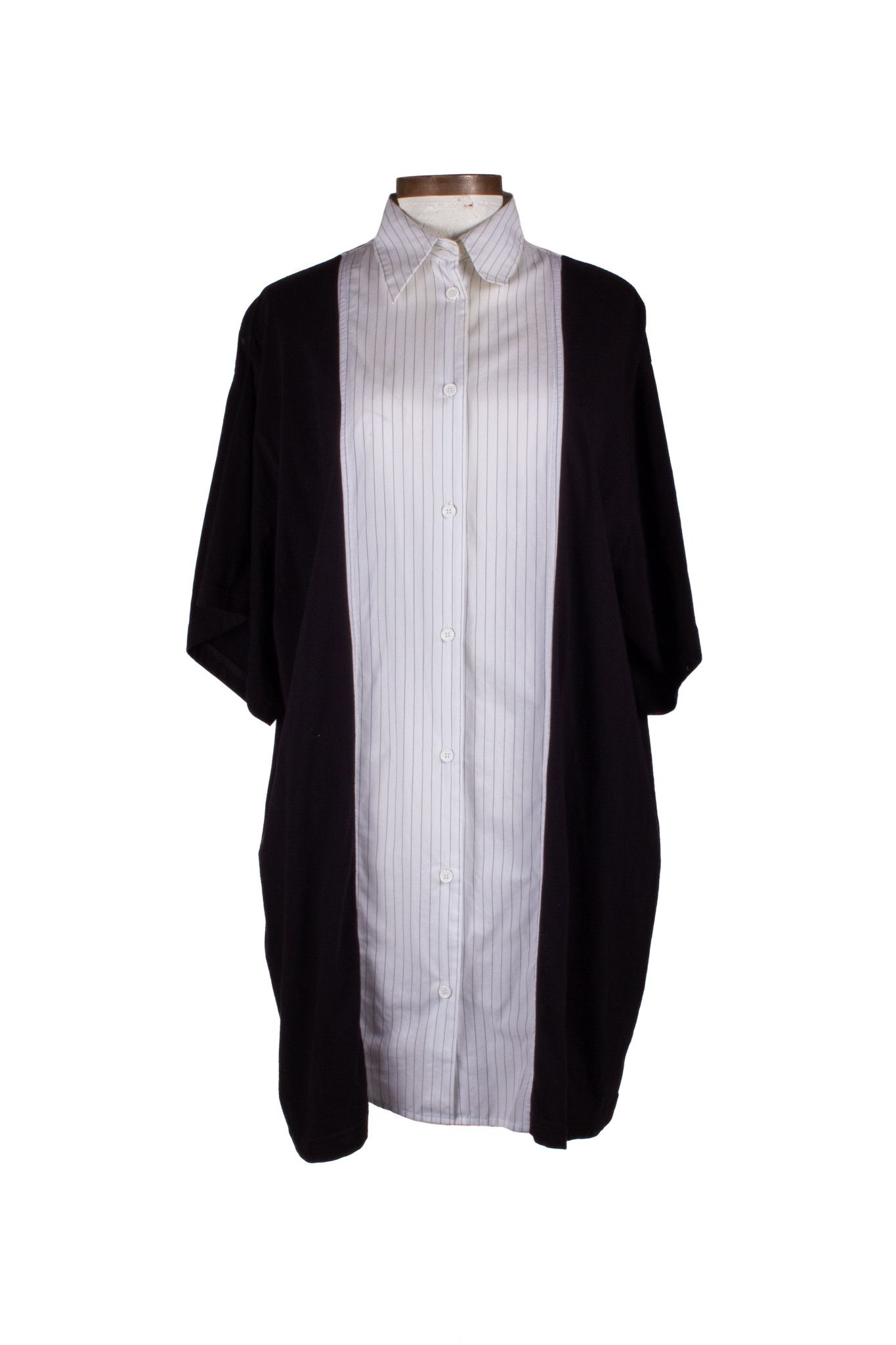 image of Maison Margiela Margiela Mm6 S/s 18 White Black T-Shirt + Button Up Shirt in White/Black (Size Smal
