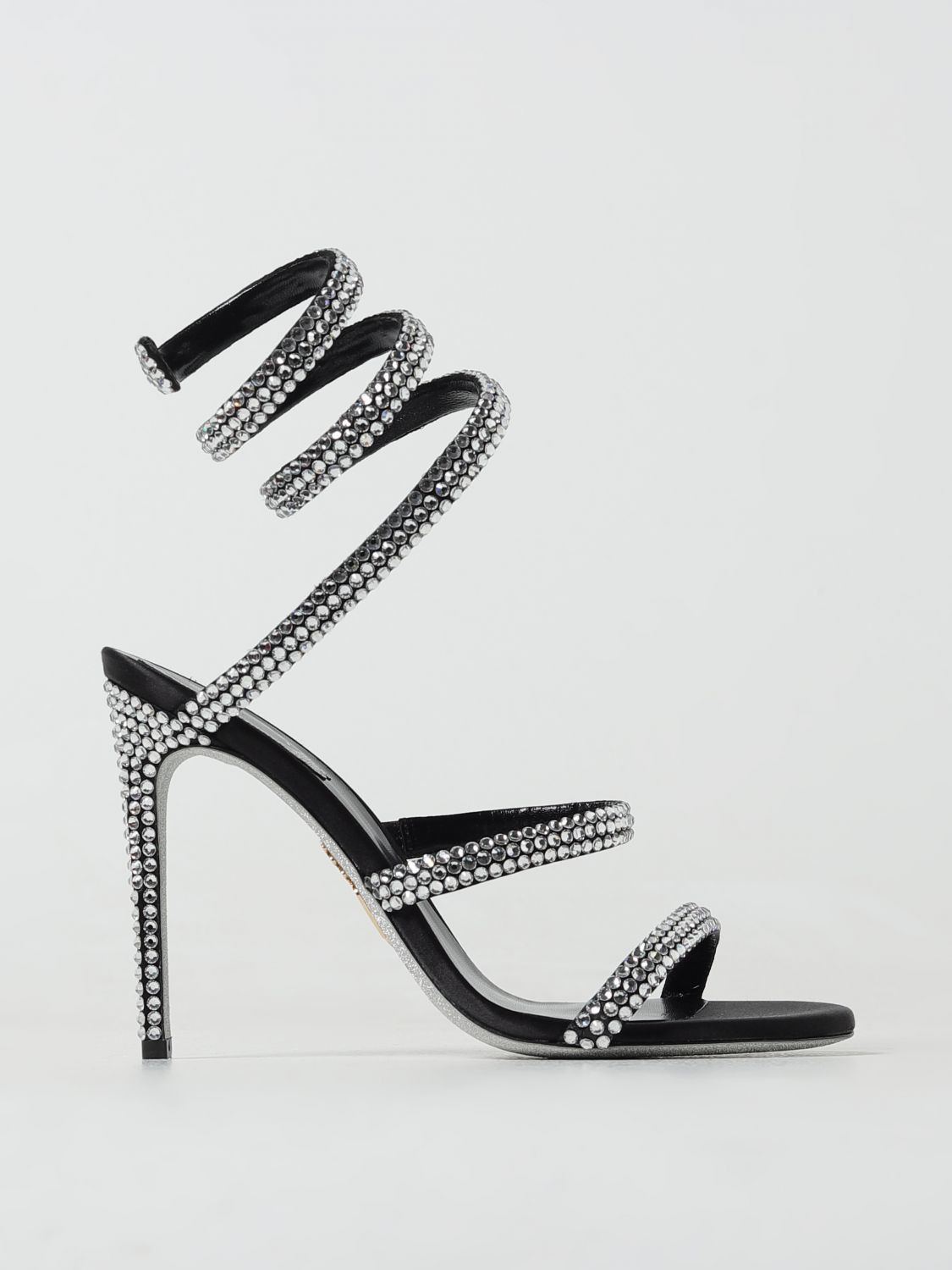 image of Rene Caovilla Heel Shoesed Sandals Woman Silver, Women's (Size 8)