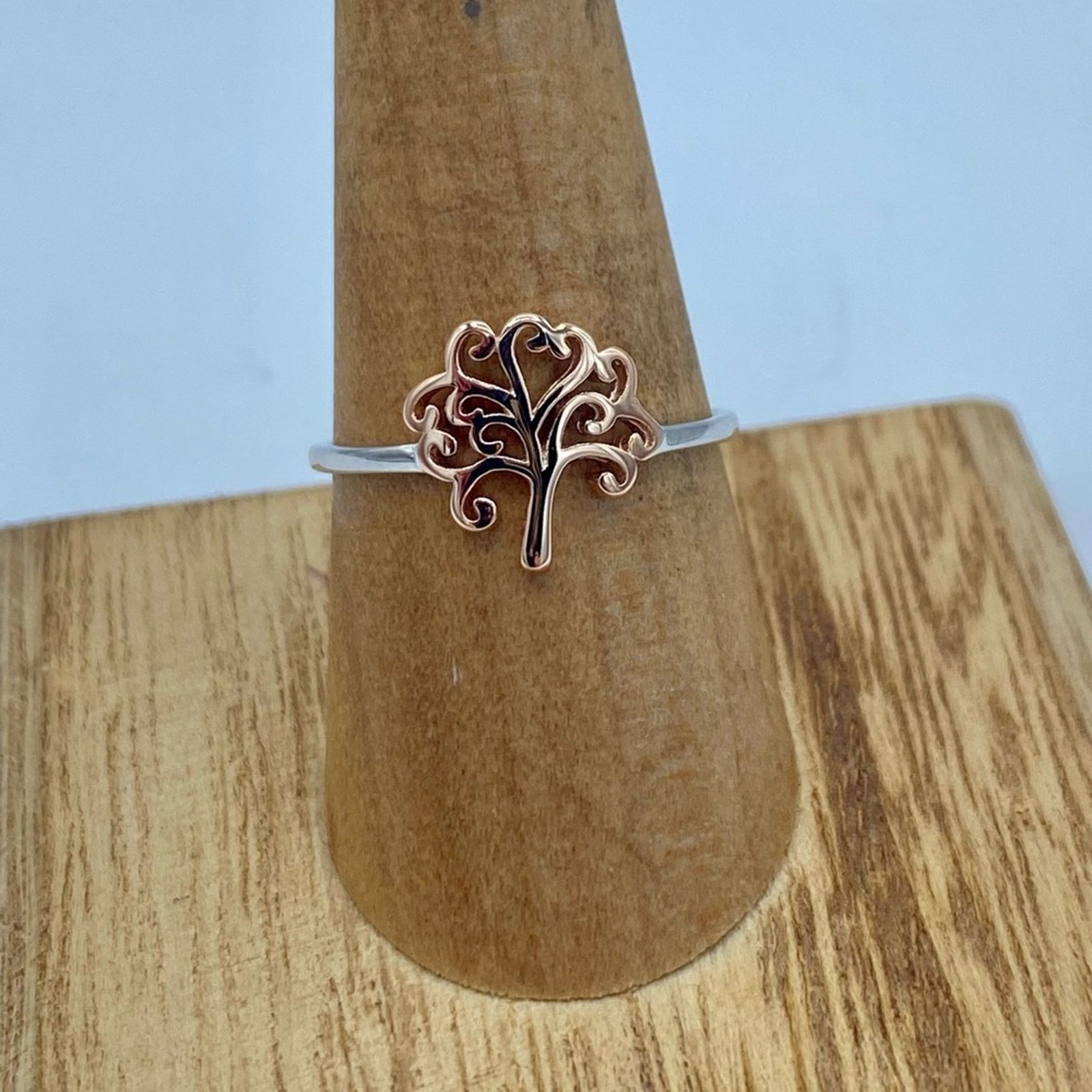 The Unbranded Brand Tree Of Life Two-Tone Sterling Silver Ring Size 6,7,8 Size ONE SIZE - 1 Thumbnail
