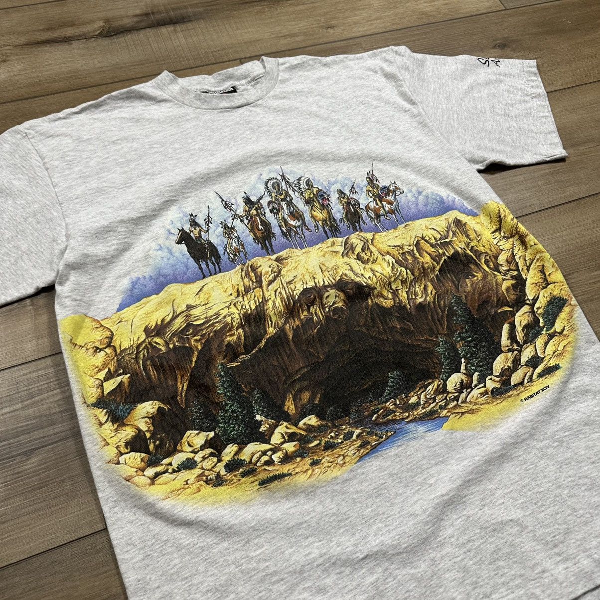 Habitat Vintage 90s Native American Single Stitch Wrap Around Tee Size US L / EU 52-54 / 3 - 5 Thumbnail