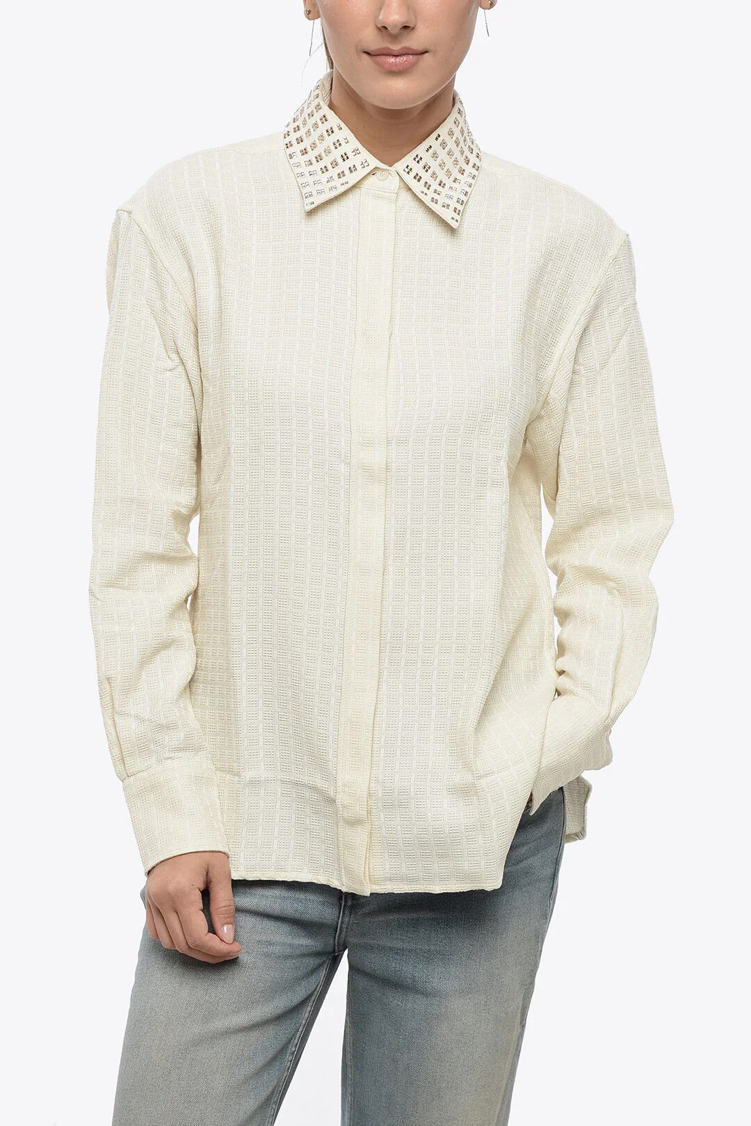 Golden Goose og1mm0426 Cotton-Blend Blouse in Beige Size L / US 10 / IT 46 - 1 Thumbnail