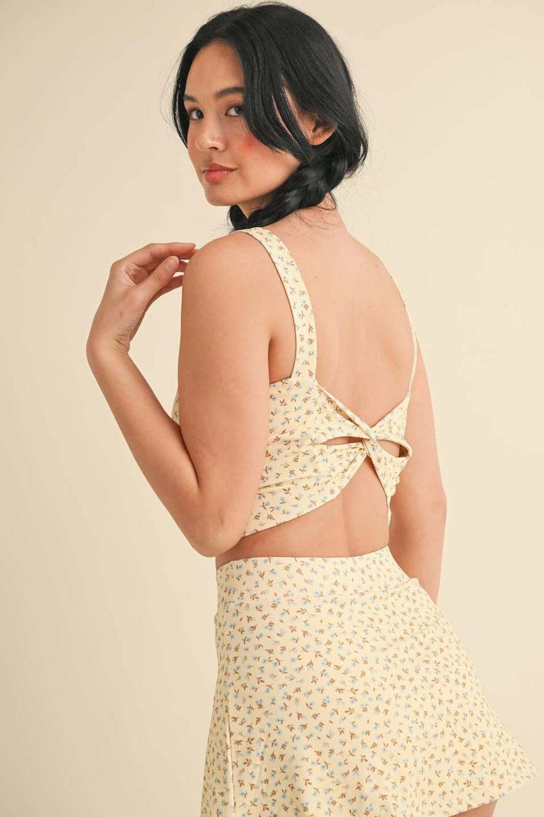 Christian Kimber Ditsy Print Twist Back Crop Tank by Kimberly C Size ONE SIZE - 10 Thumbnail
