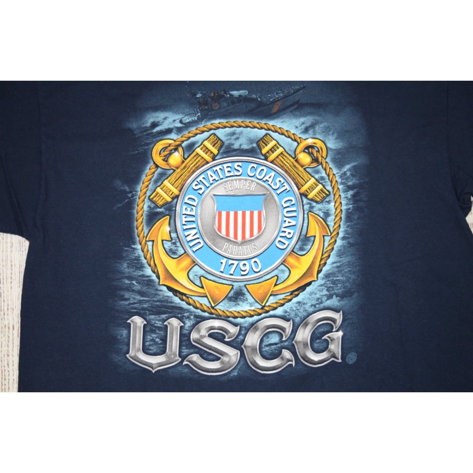 Gildan VINTAGE Gildan US Coast Guard Graphic Shirt Tee Blue Anchor XL Mens 90s Military Size US XL / EU 56 / 4 - 6 Thumbnail