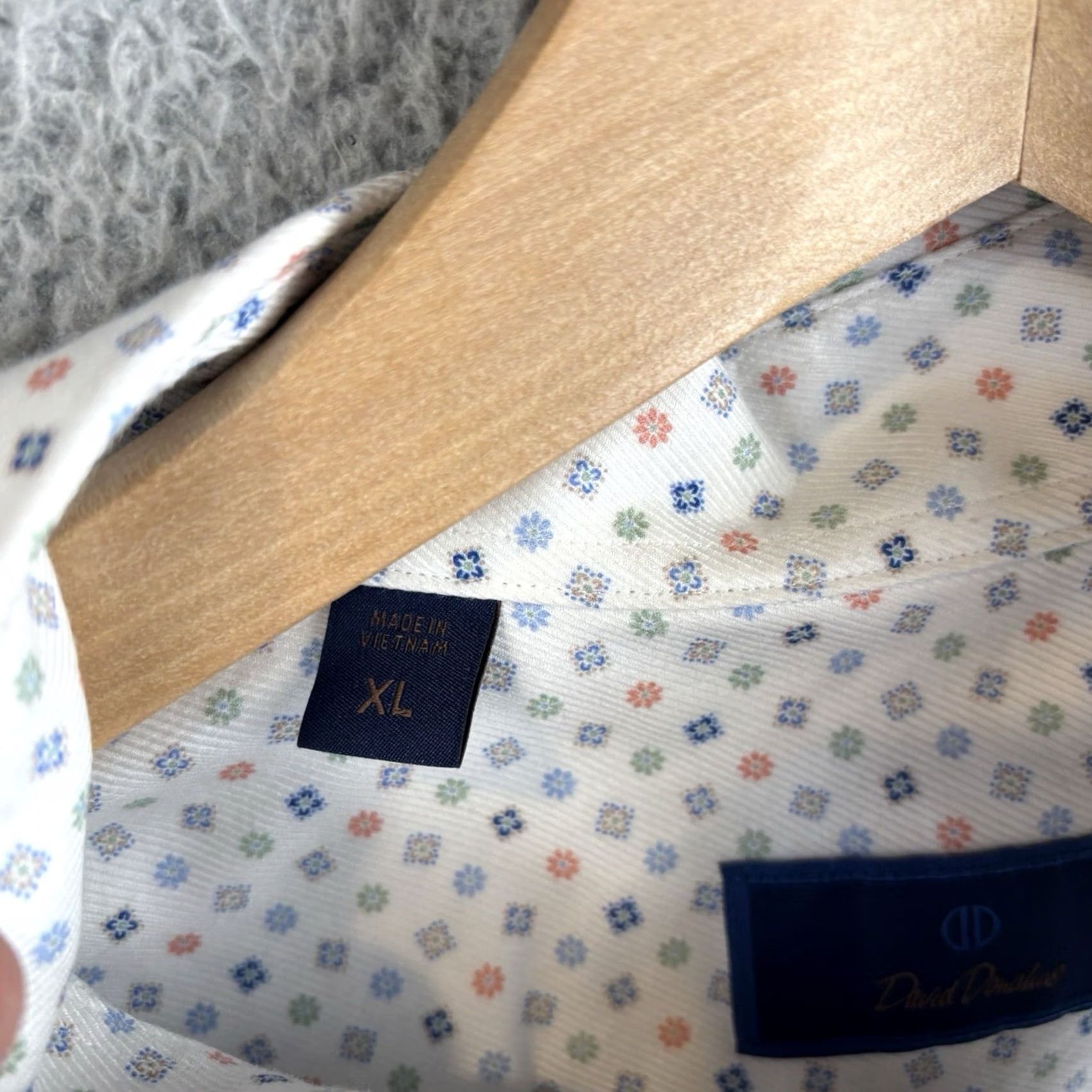 David Donahue David Donahue Shirt Mens XL White Geometric All Over Print Cotton Casual Button-Up Shirt Size US XL / EU 56 / 4 - 4 Thumbnail