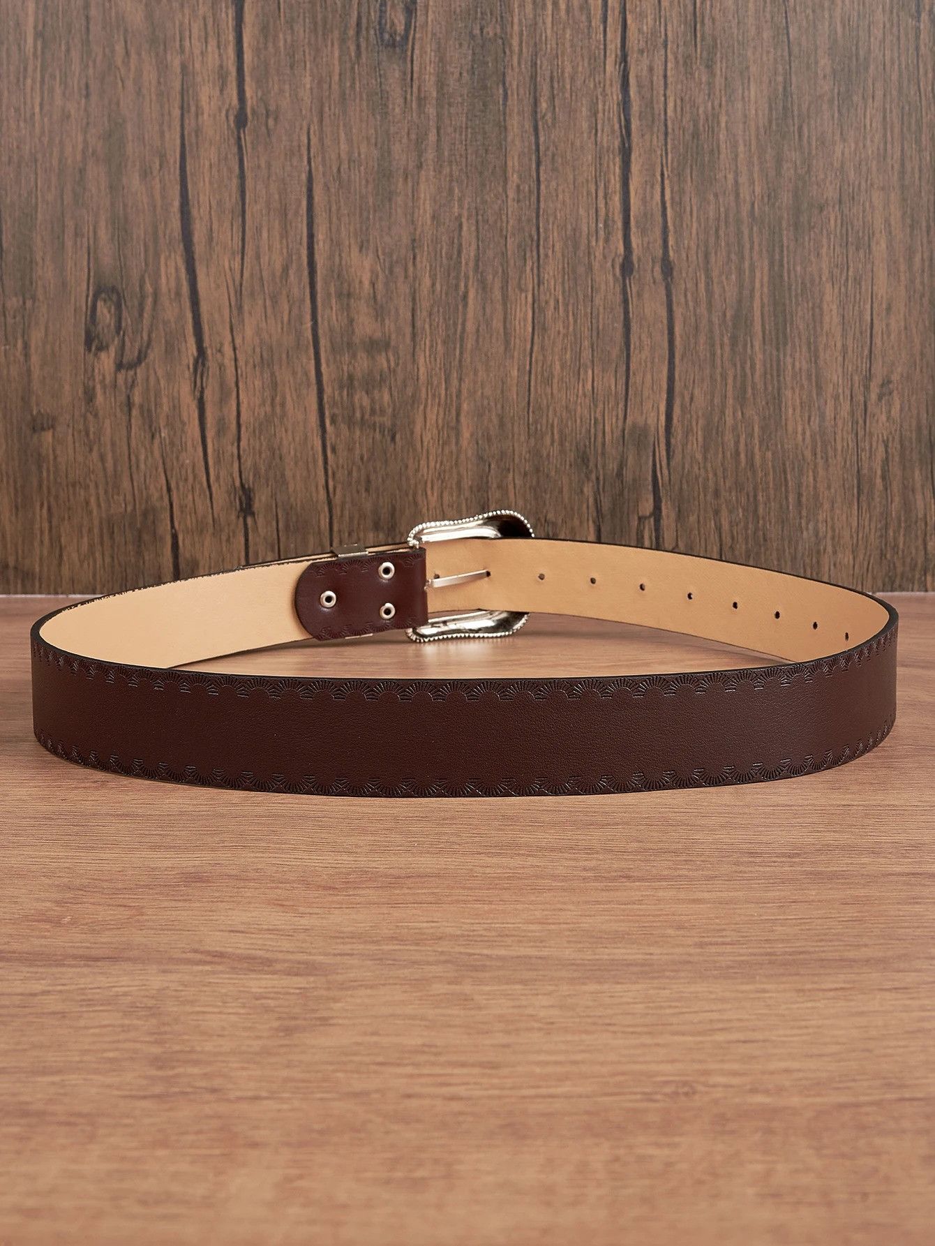 Leather Western Pattern Leather Belt Size ONE SIZE - 4 Thumbnail