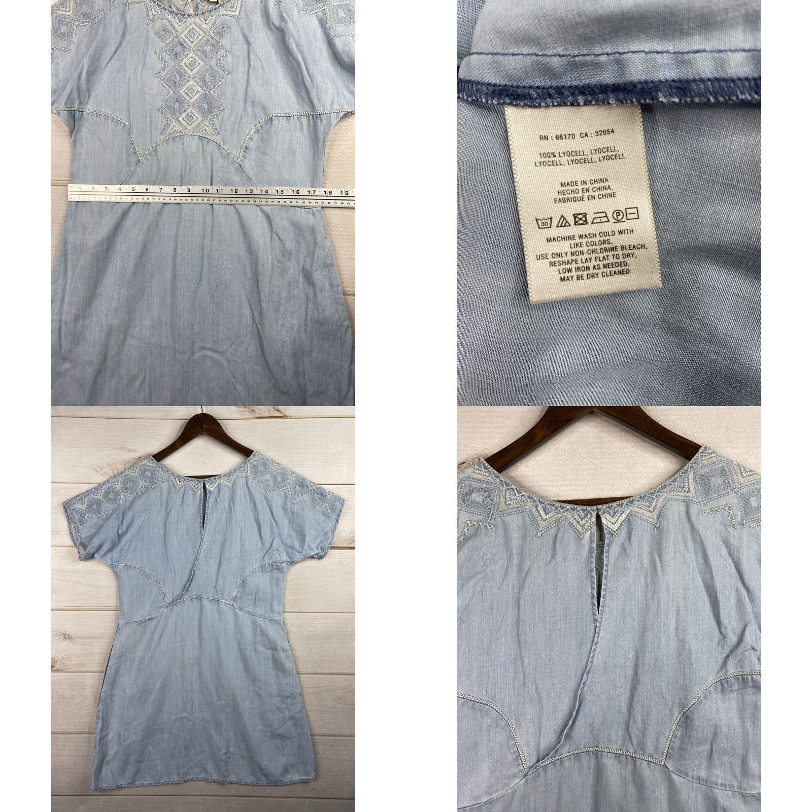 Anthropologie Holding Horses Dress Women S Blue Chambray Embroidered Geometric Boho Chambray Dress Embroidered S Blue Denim Boho Size S / US 4 / IT 40 - 8 Thumbnail
