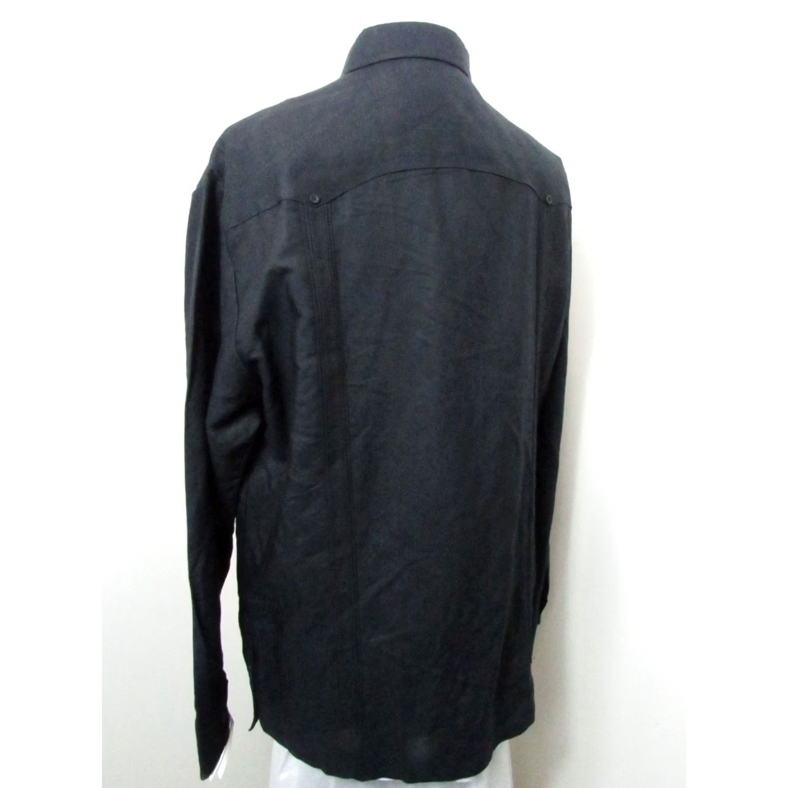 Vintage Mojito Collection Guayabera Shirt L Mens Black 100% Linen Long Sleeved Premium Size US L / EU 52-54 / 3 - 5 Thumbnail