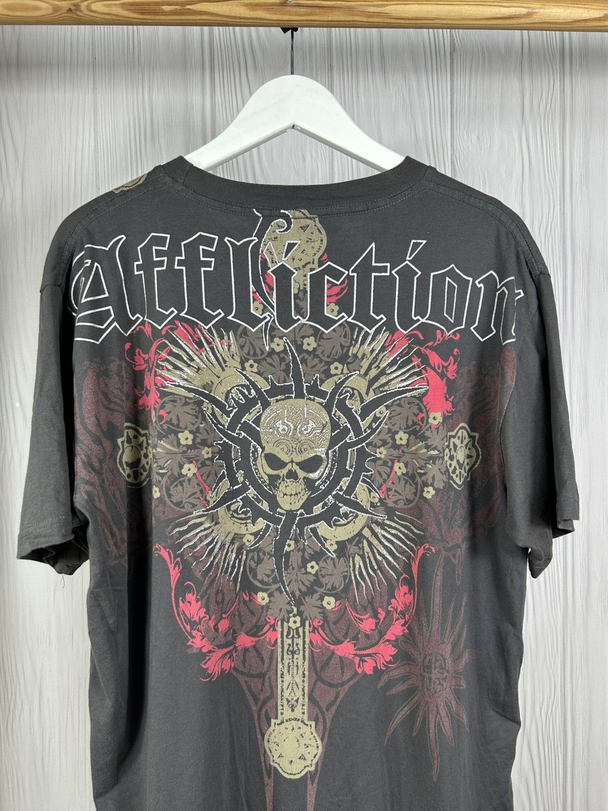 Affliction Y2K Affliction All Over Priinted Skull Big Logo T-Shirt USA Size US XL / EU 56 / 4 - 6 Thumbnail