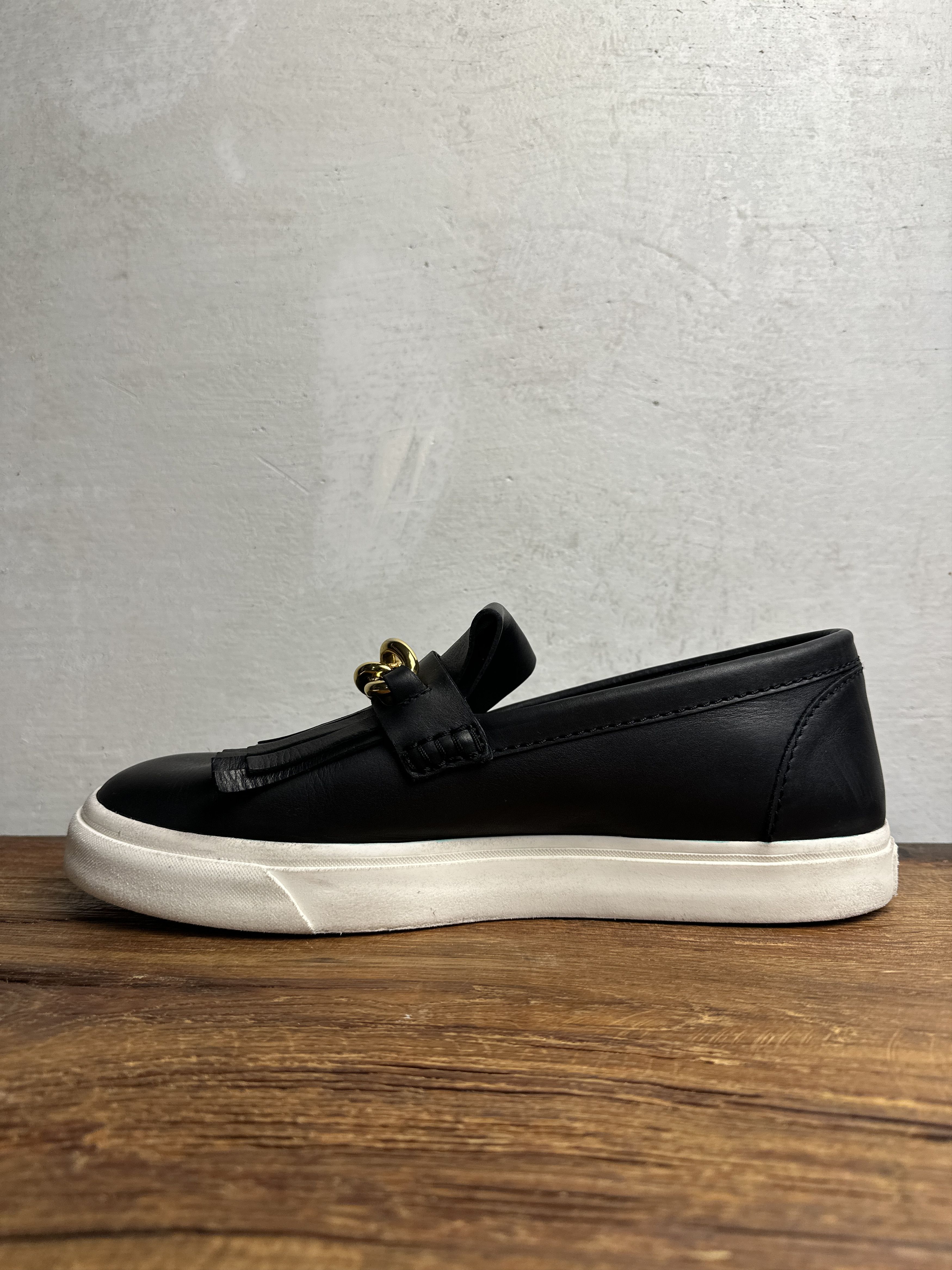 Giuseppe Zanotti Giuseppe Zanotti Black Fringed Leather Slip On Sneakers Size US 12 / EU 45 - 4 Thumbnail