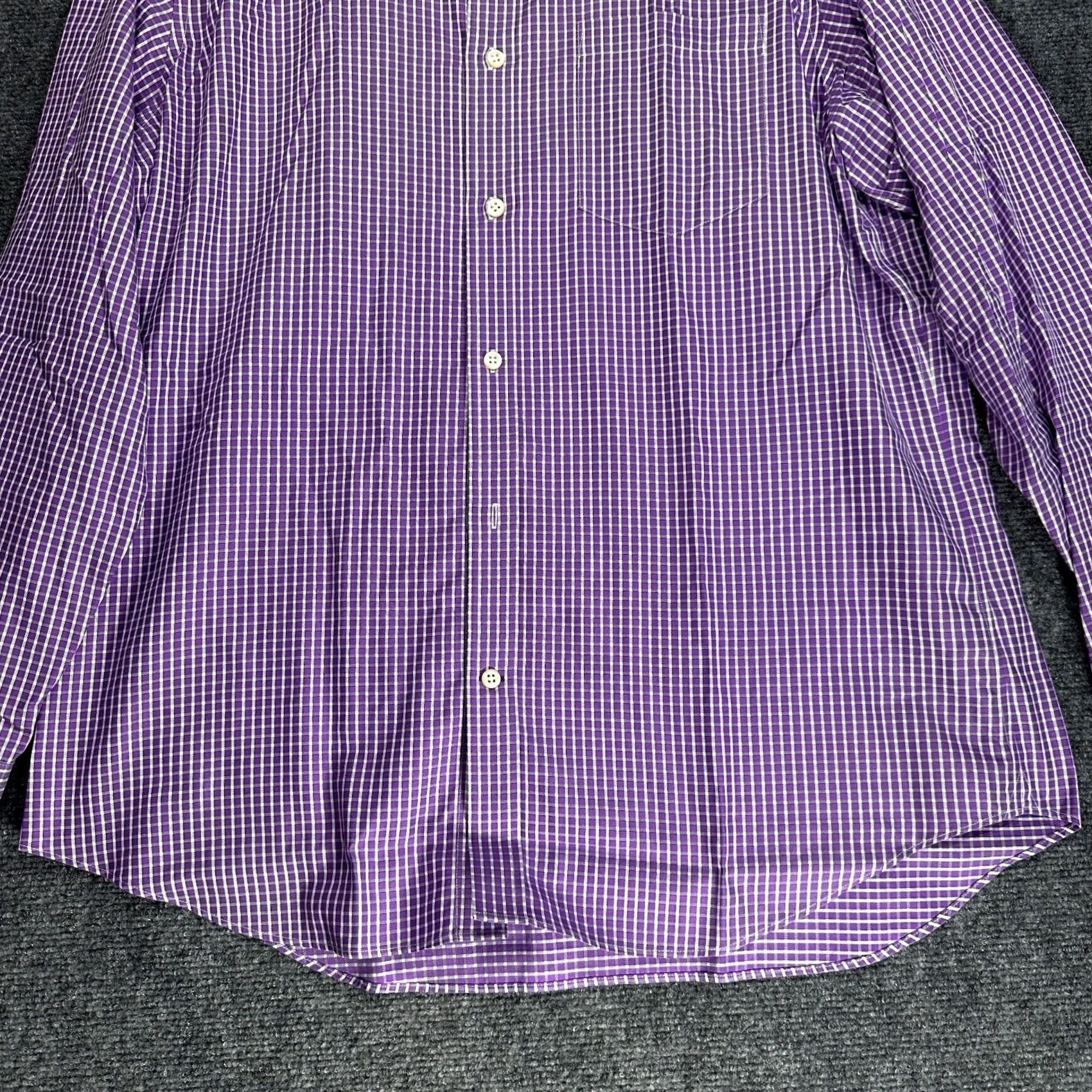 Banana Republic Banana Republic Mens Large Non Iron Classic Fit Button Up Purple Plaid Shirt Size US L / EU 52-54 / 3 - 2 Thumbnail