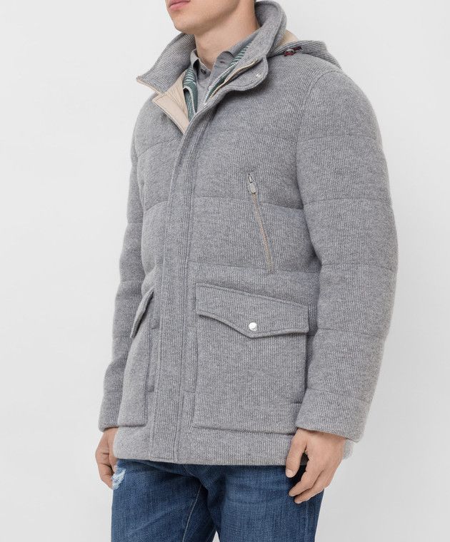 Brunello Cucinelli o1w1db10226 Cashmere Corduroy Down Jacket in Light Grey Size US L / EU 52-54 / 3 - 4 Thumbnail