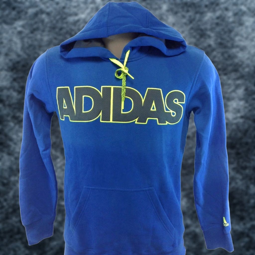 Adidas Mens Adidas Pullover Hoodie Sweatshirt Blue Yellow/Green Logo NWT Small Size US S / EU 44-46 / 1 - 1 Thumbnail