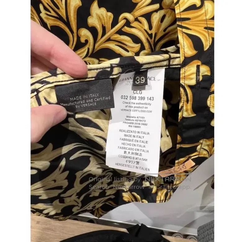 Versace Versace Men's shirt black gold baroque pattern Size US M / EU 48-50 / 2 - 5 Thumbnail