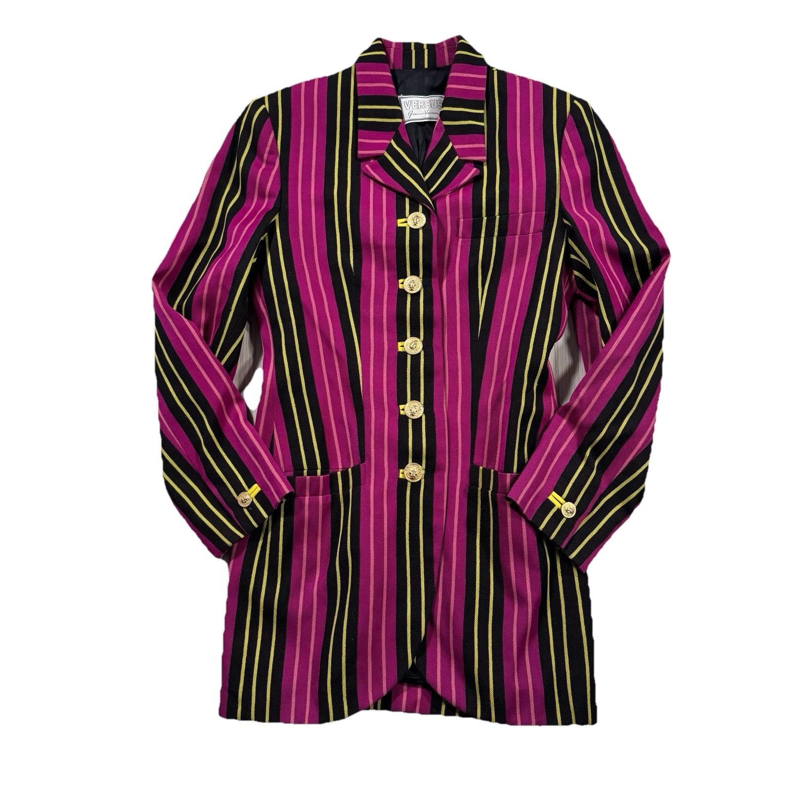 Versace Womens Vintage Gianni Versace Versus Striped Blazer Small Size S / US 4 / IT 40 - 1 Thumbnail
