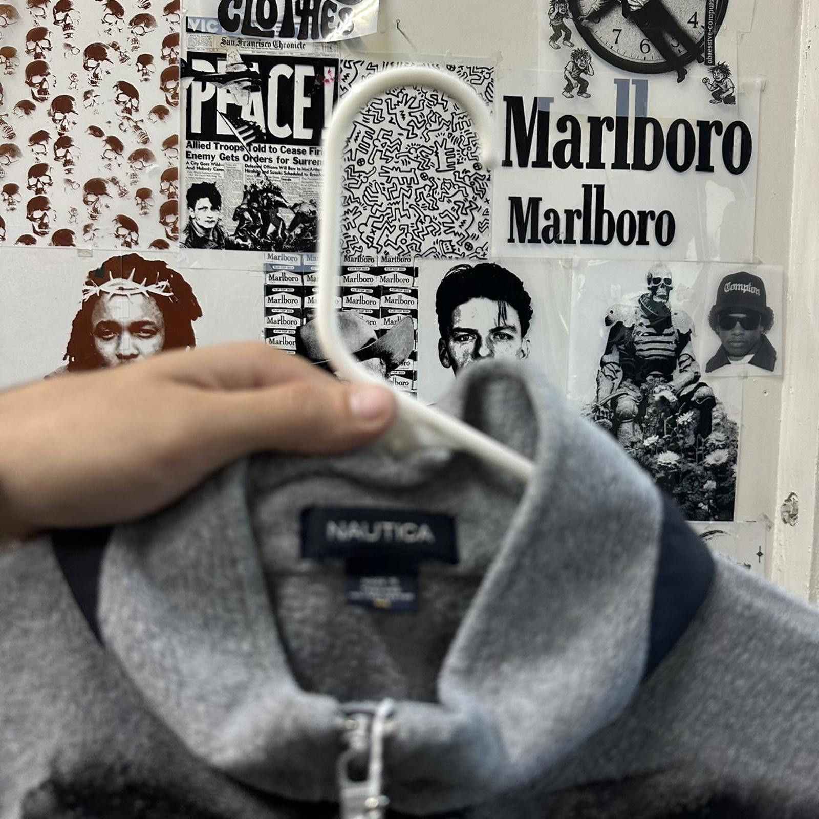 Nautica Nautica Men's Grey Fleece Jacket with Unique Graphic Print Size US M / EU 48-50 / 2 - 2 Thumbnail
