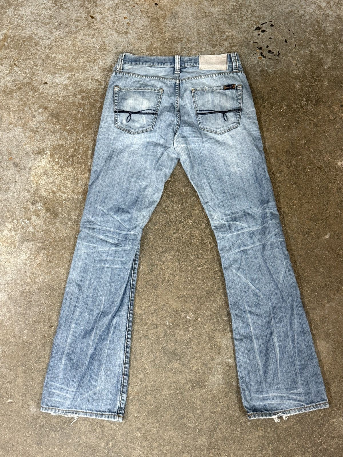 7 For All Mankind 7 For All Mankind Distressed Ripped Knee Cut Denim Boot Jean Size US 29 - 9 Thumbnail