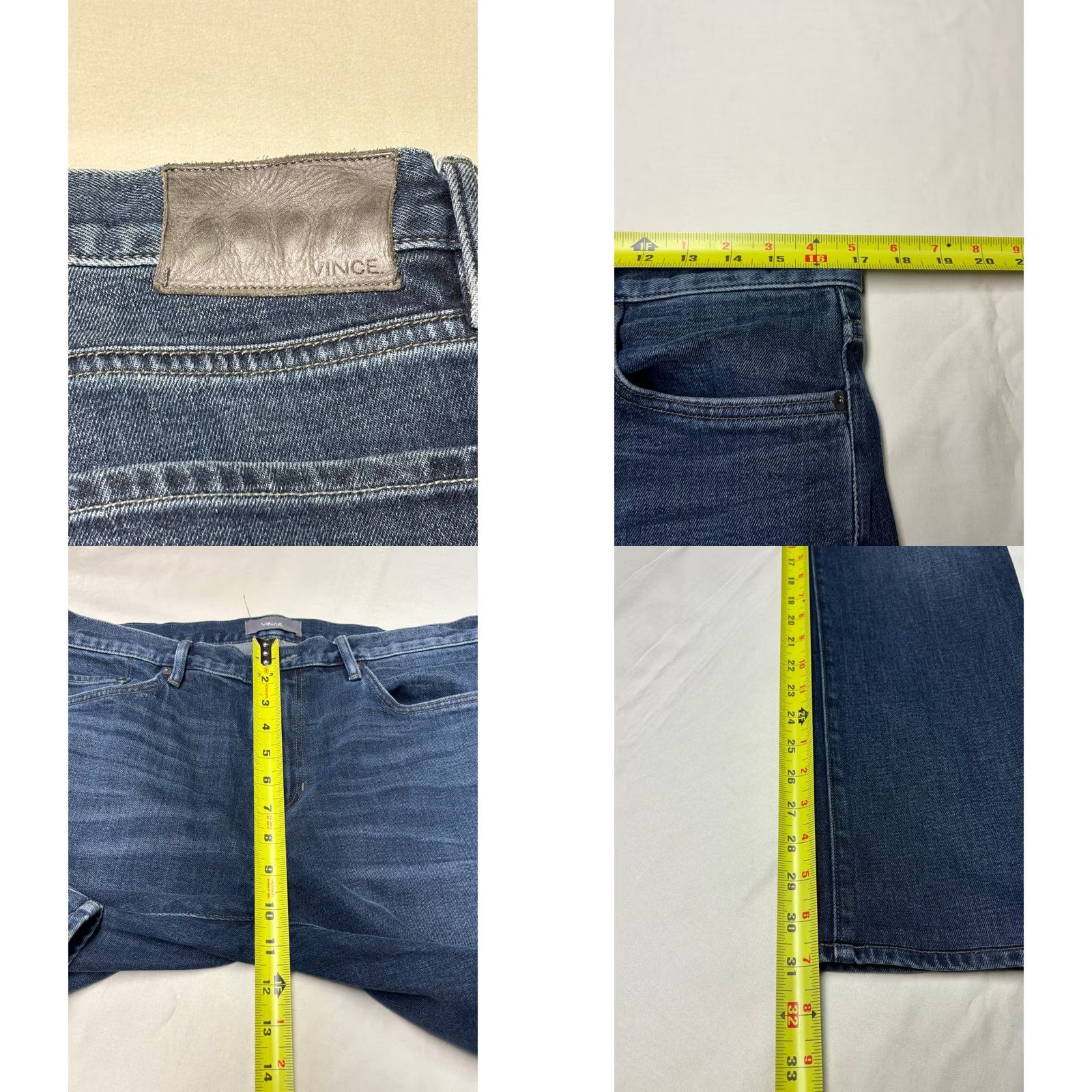 Vince Vince VM.212 Slim Jeans Mens 34X31 Dark Wash Blue Denim Stretch Made in USA Size US 34 / EU 50 - 9 Thumbnail