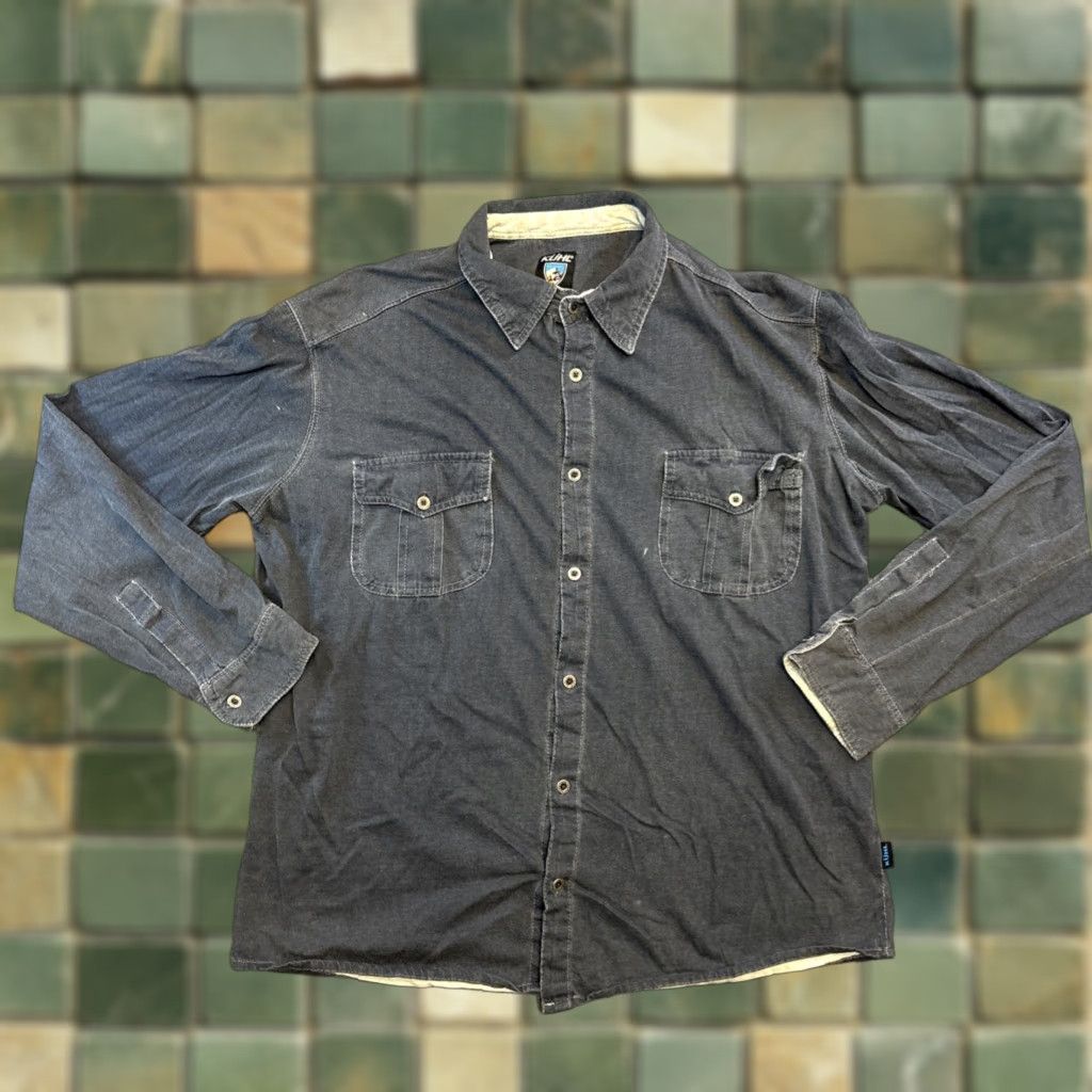 Vintage Kuhl Shirt Descendr Button-Up Medium Organic Cotton Hiking Mens Blue Grey Size US M / EU 48-50 / 2 - 1 Thumbnail