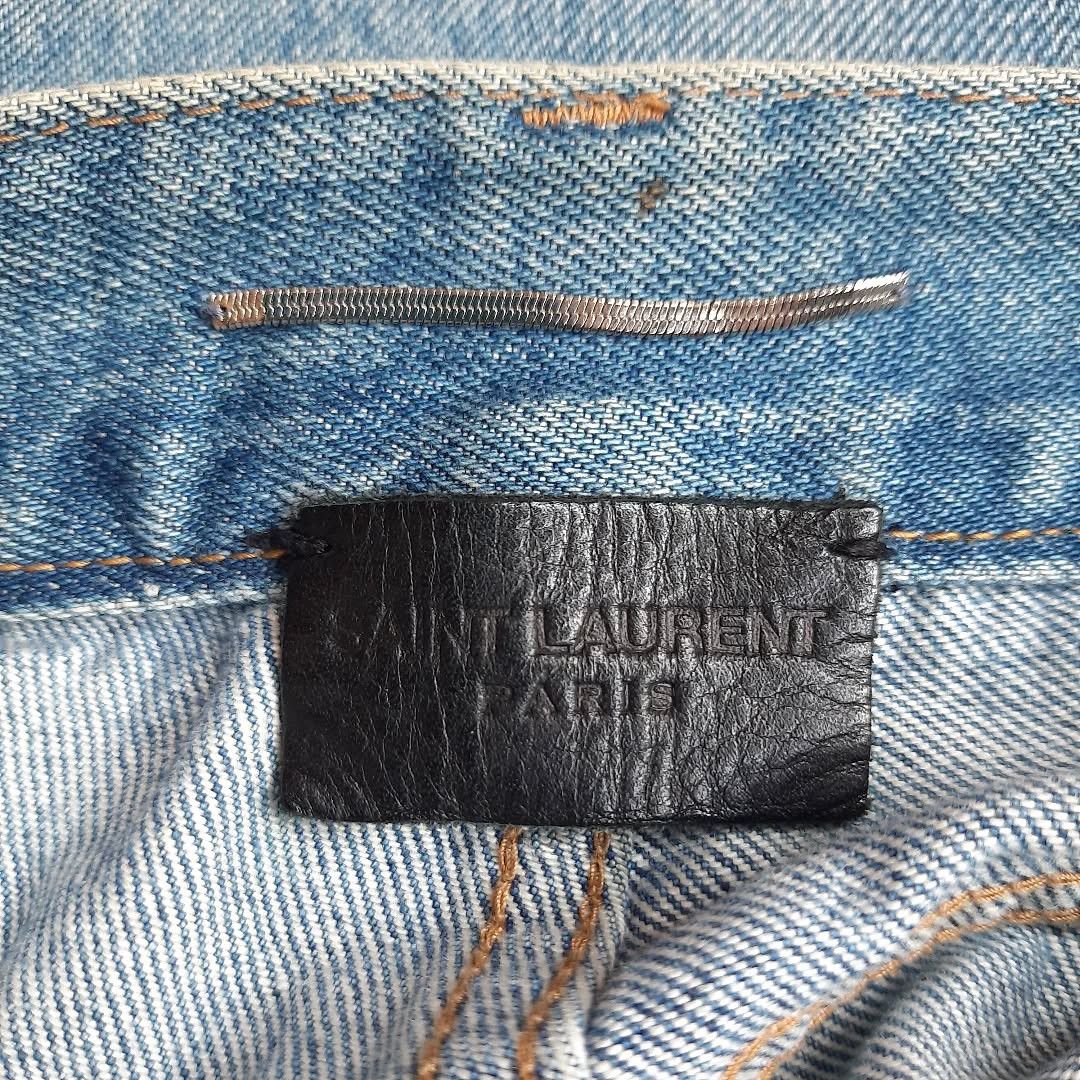 Saint Laurent Paris Saint Laurent D14 Embroidery Logo Blue Wash Denim Jeans Size US 29 - 6 Thumbnail