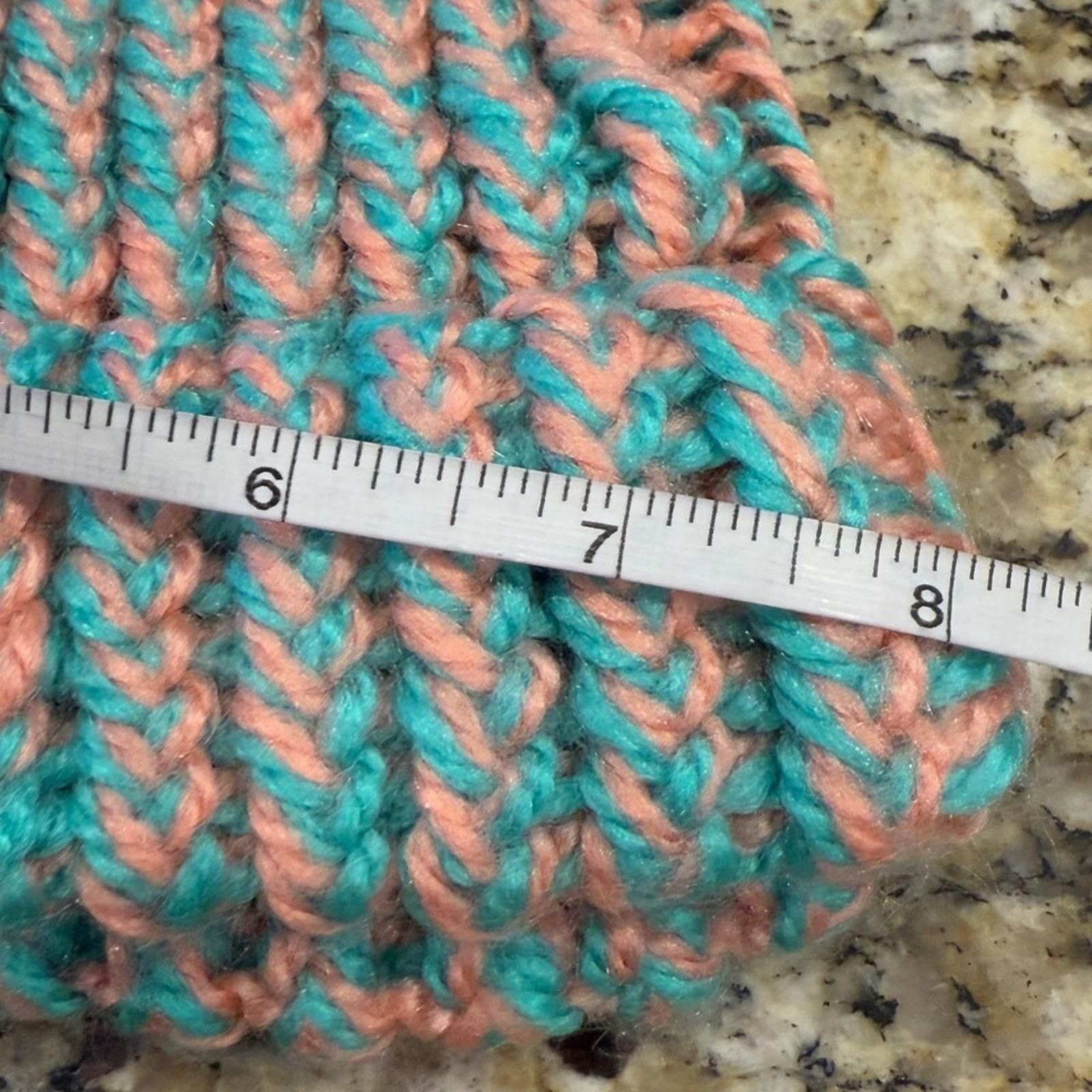 Other Beanie hat in a teal and pink braided knit pattern Size ONE SIZE - 5 Thumbnail