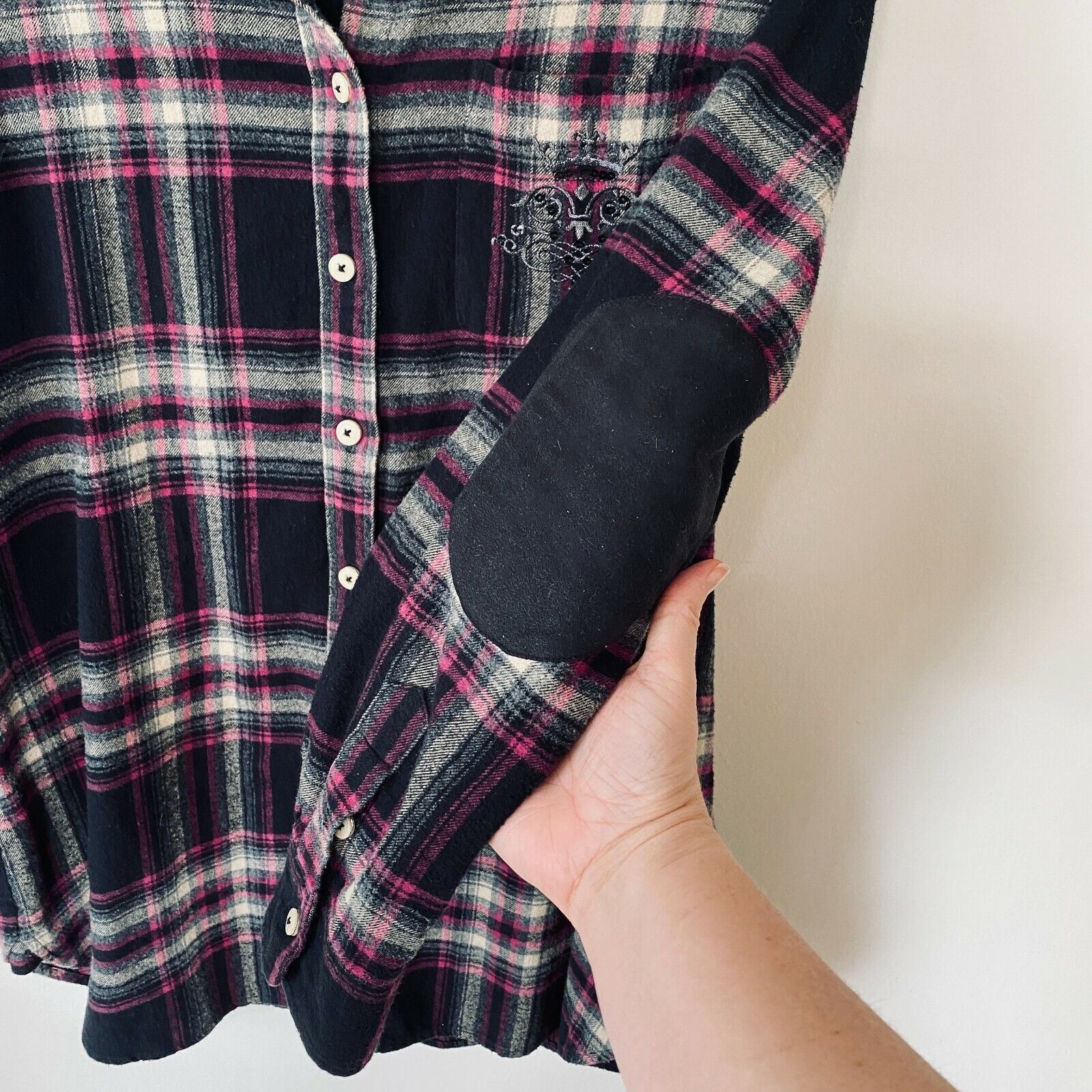 Other Soft Surroundings Magenta Plaid Button Embroidered Back M Size M / US 6-8 / IT 42-44 - 9 Thumbnail