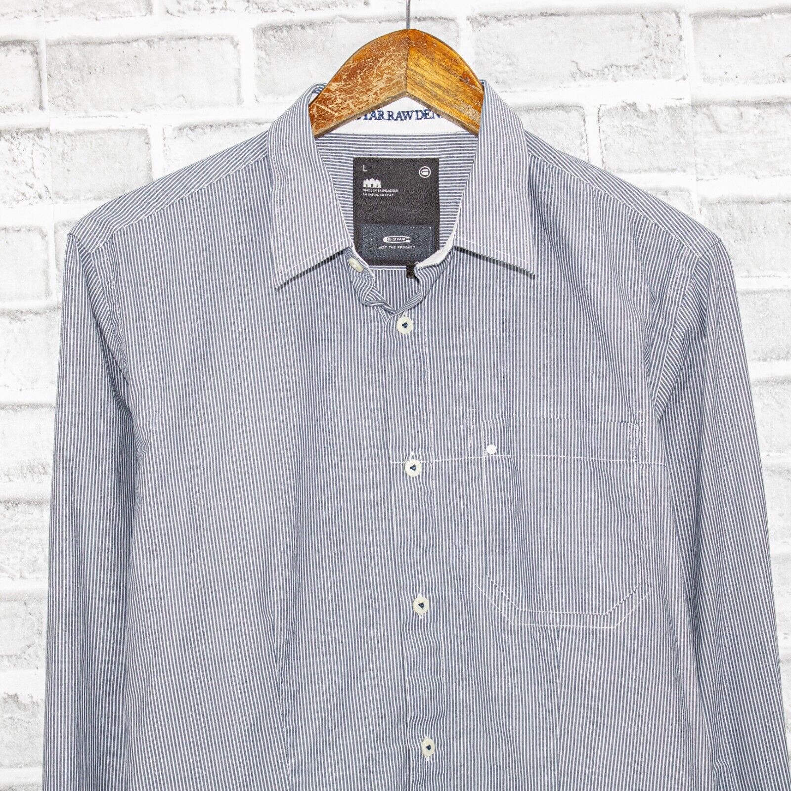 G-Star G Star RAW Men's Button up Shirt White blue striped Size US L / EU 52-54 / 3 - 4 Thumbnail