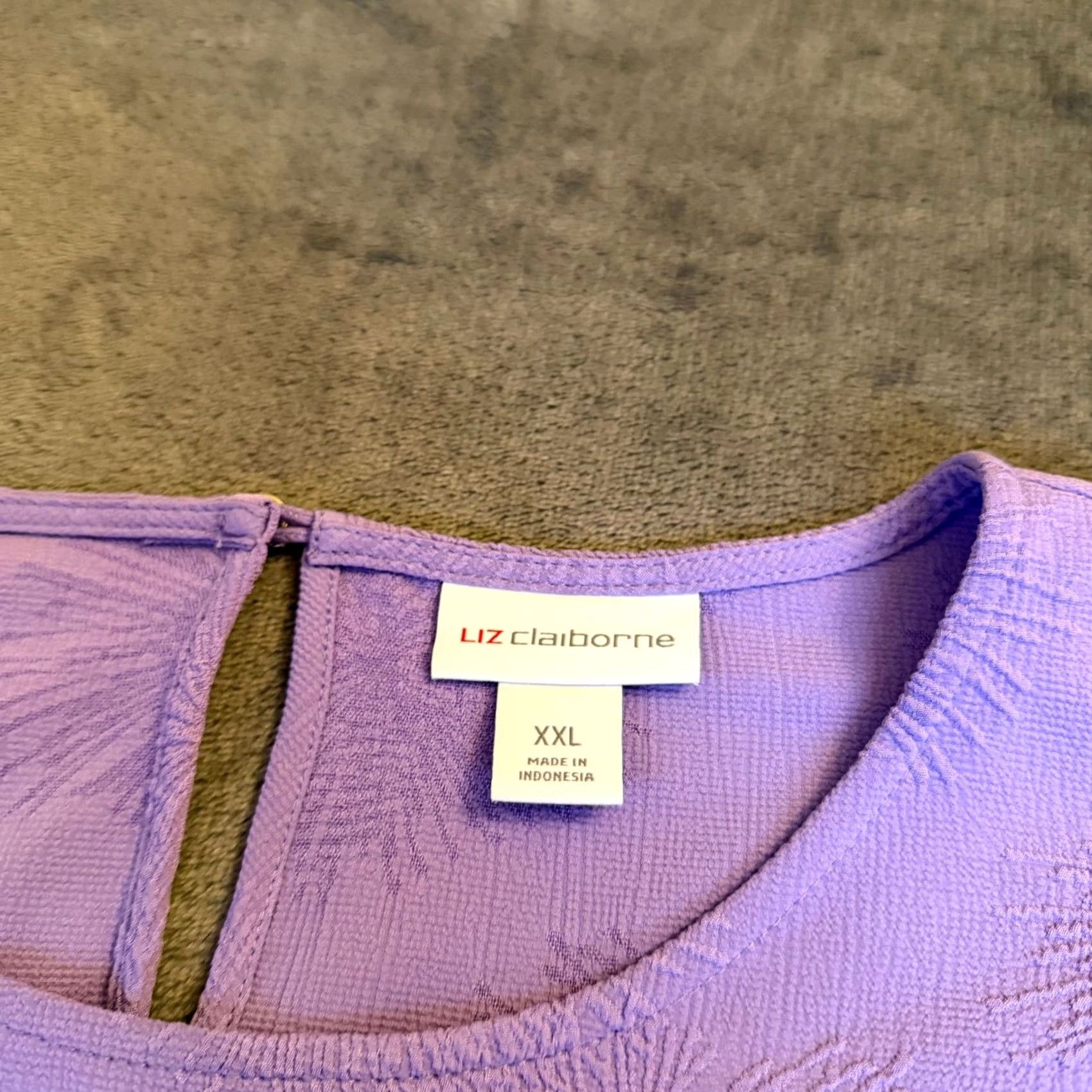 Liz Claiborne VINTAGE Liz Claiborne Purple Textured Flare Sleeve Top Womens XXL 2XL NWT Size XXL / US 16-18 / IT 52-54 - 4 Thumbnail