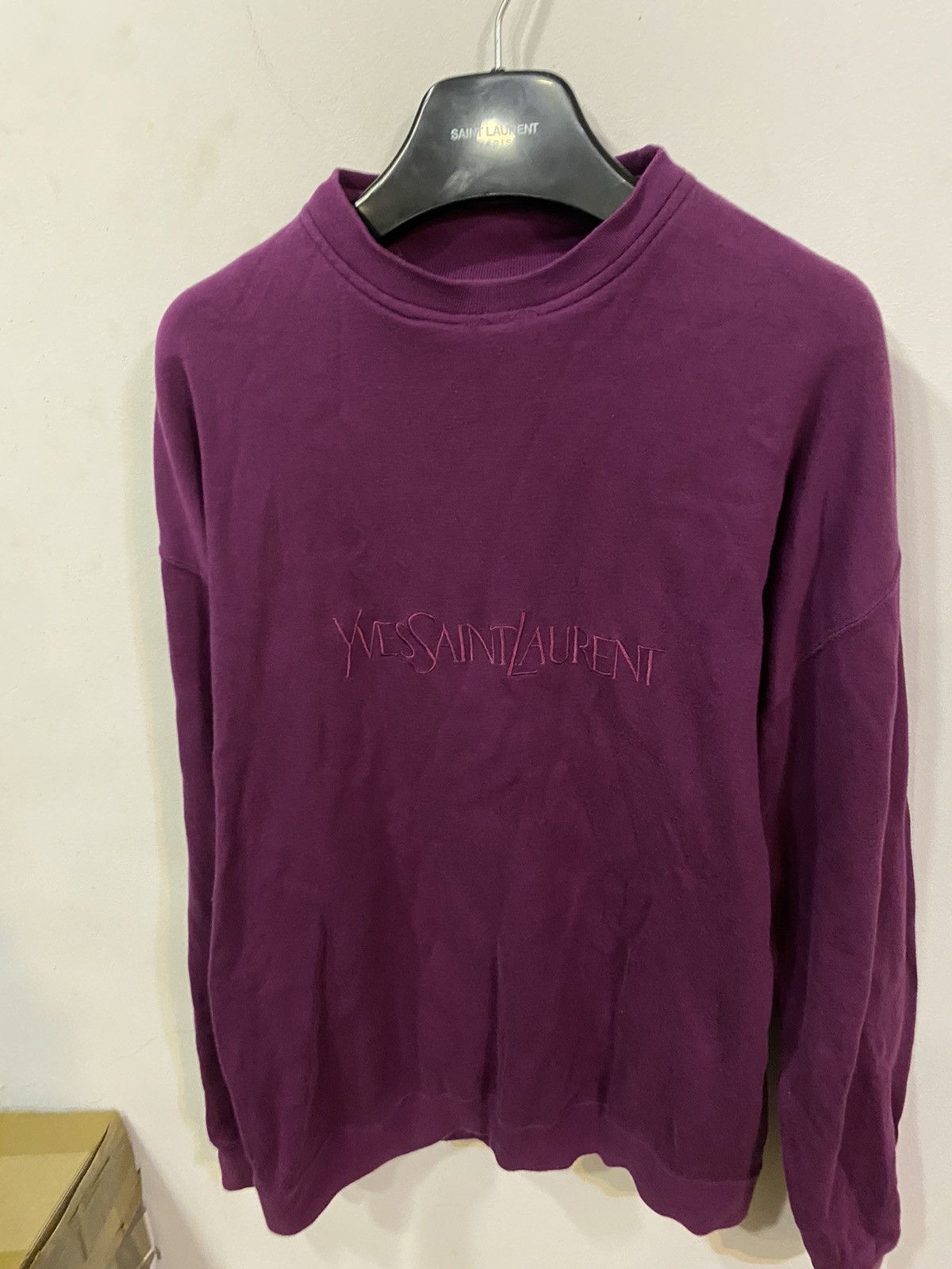 Yves Saint Laurent Magenta 90’s YSL Sweatshirt Big Logo Size US L / EU 52-54 / 3 - 17 Thumbnail