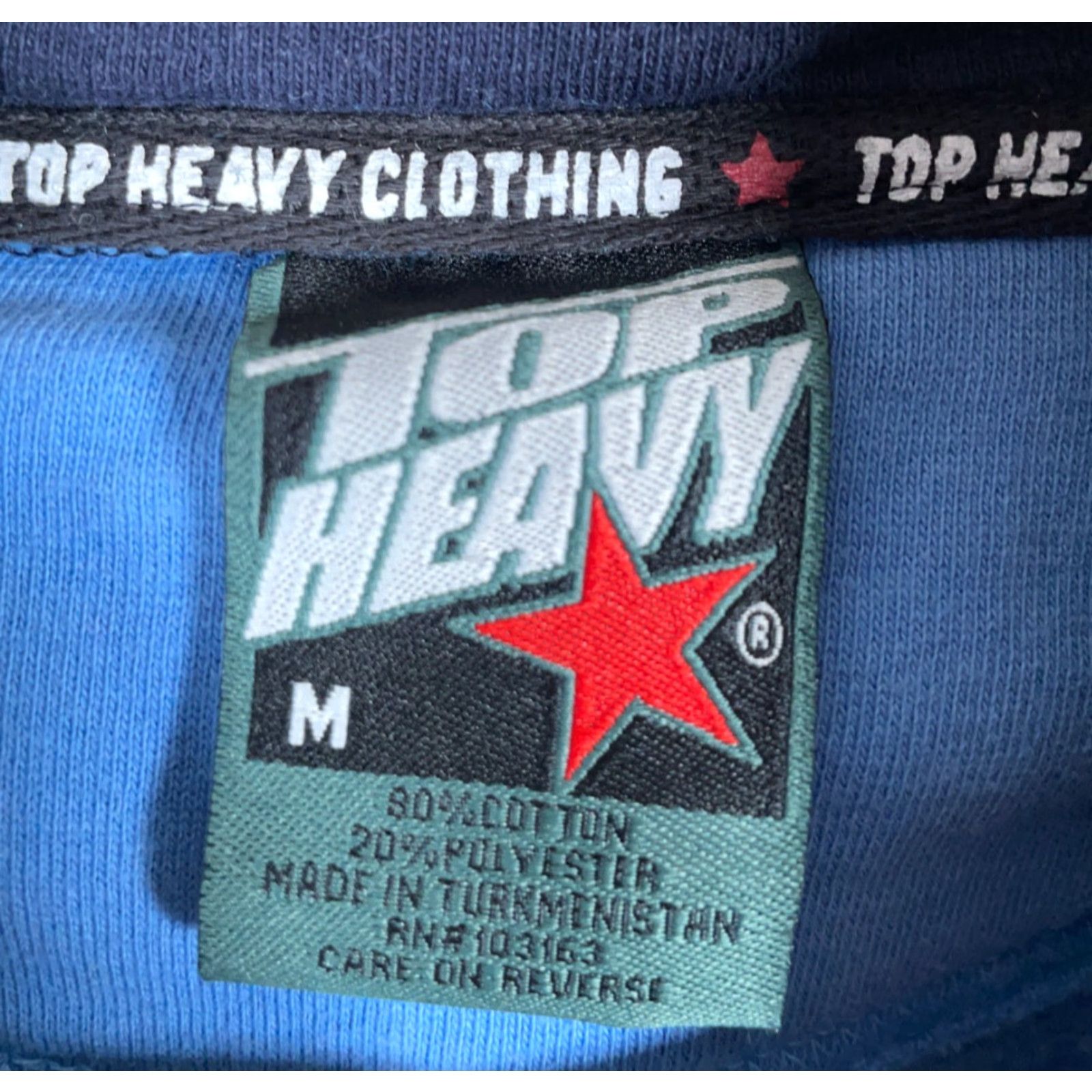 Vintage VINTAGE Top Heavy Hoodie Pullover Men M Blue Paneled Crew Neck Drawstring Heavyweight 90s Punk Graphic Print Size US M / EU 48-50 / 2 - 3 Thumbnail