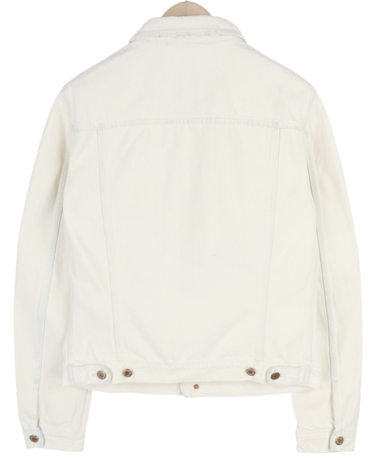 Nudie Jeans TERRY L Denim White Extreme Bleach Polo Jacket 83696 Size US L / EU 52-54 / 3 - 2 Thumbnail