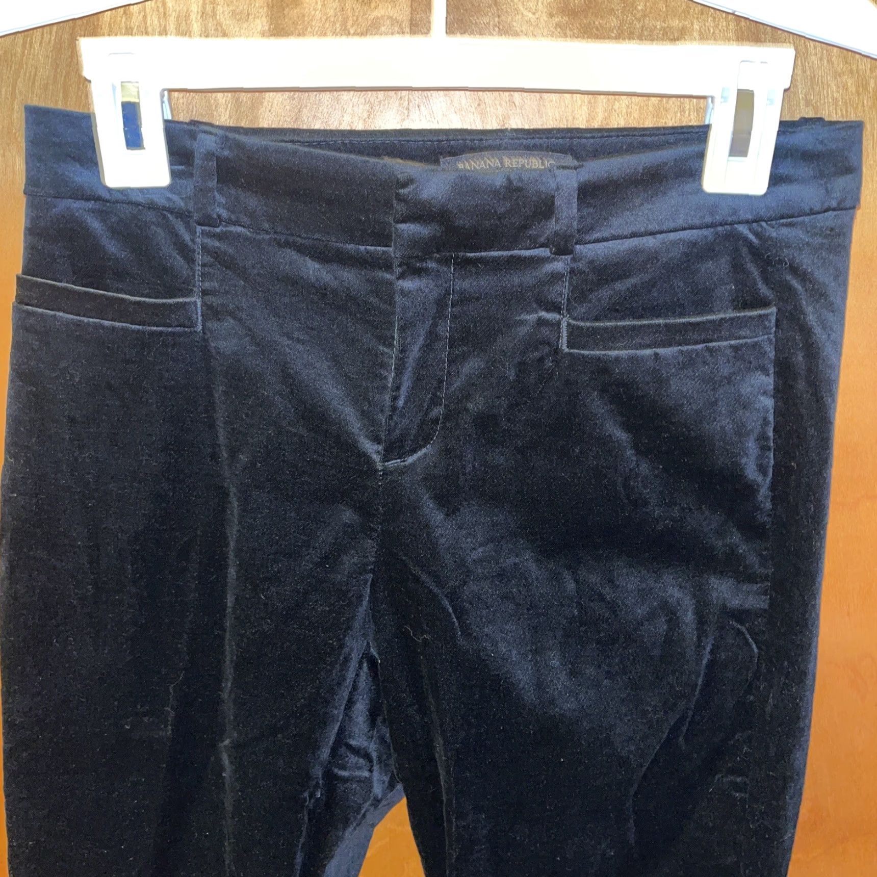 Banana Republic Banana Republic Sloan Slim Ankle Pants 0 Black Stretch Velvet Tapered Dress Pants Womens Size 25" / US 0 / IT 36 - 2 Thumbnail