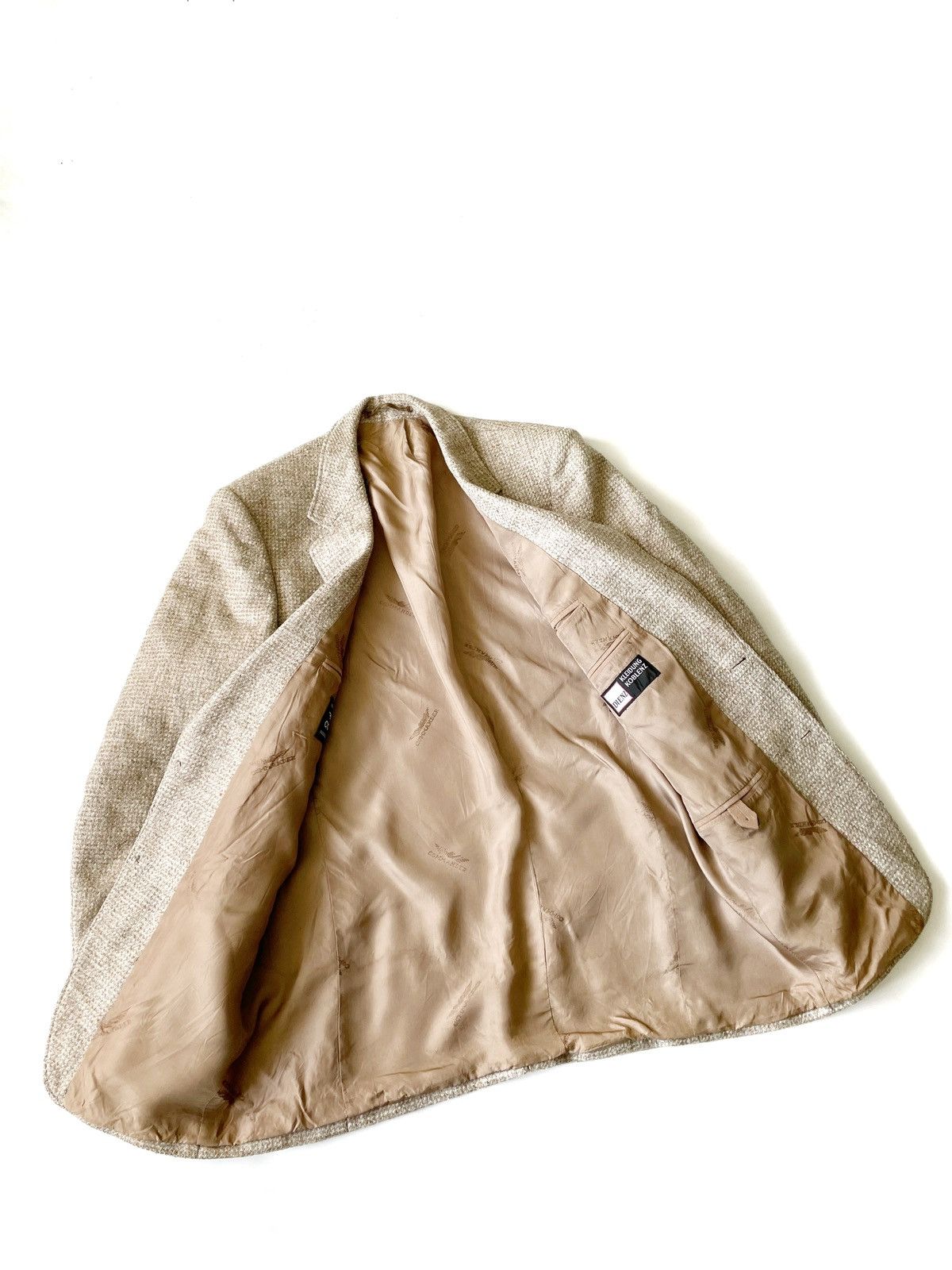 Harris Tweed × Vintage Commander Real Vintage Tweed Wool Blazer Beige Size S-M Men Size 40R - 7 Thumbnail