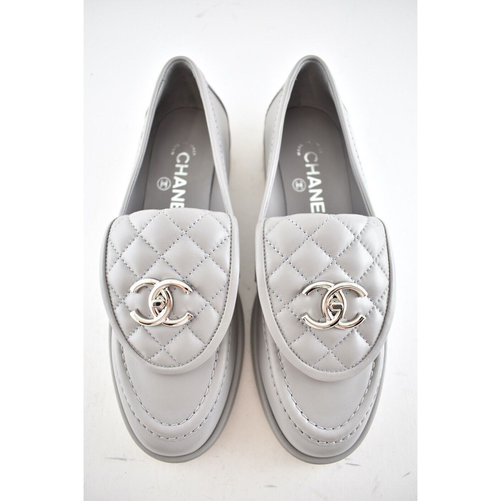 Chanel Chanel Quilted Flap Turnlock CC Logo Silver Mule Loafer 40 Size US 10 / IT 40 - 8 Thumbnail