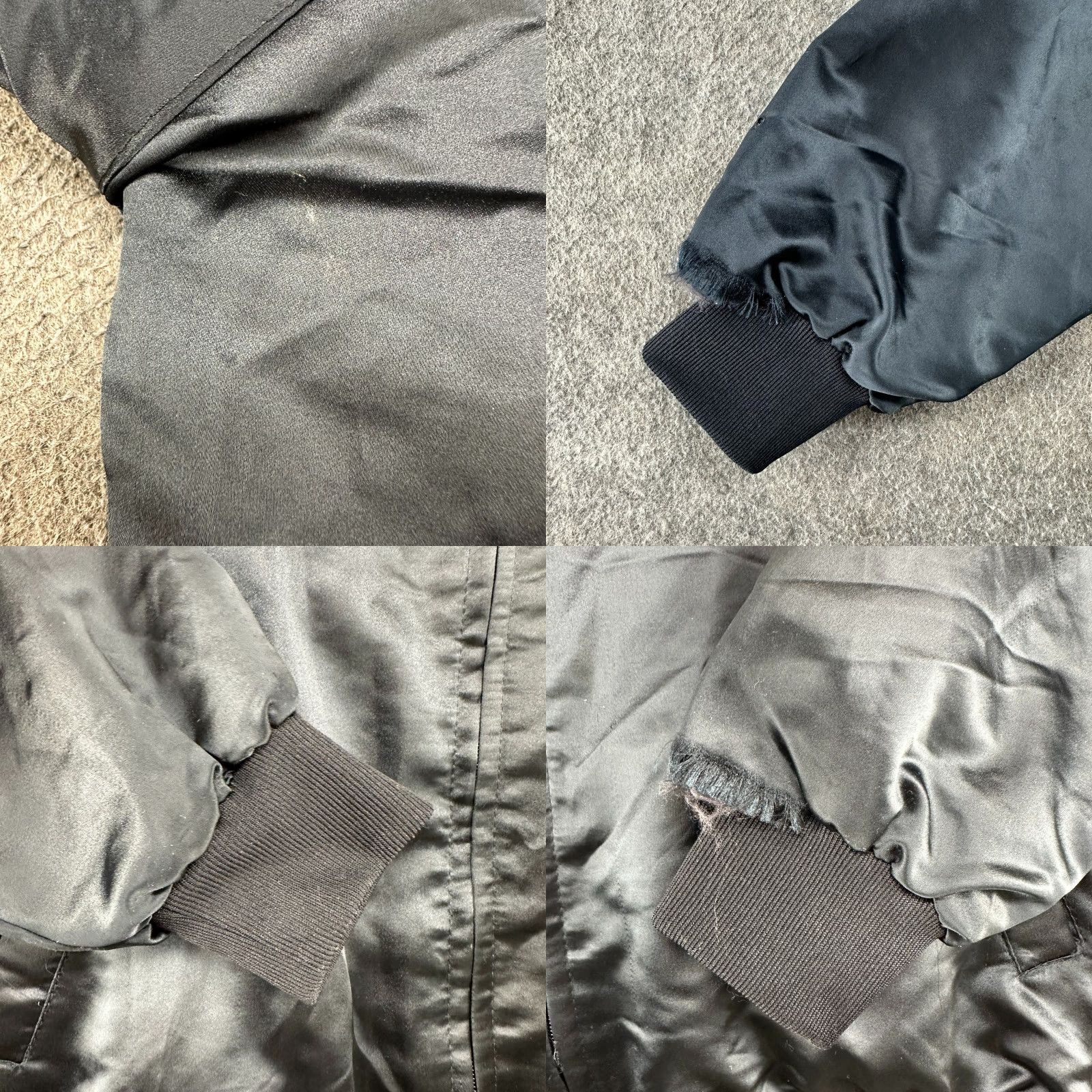 Vintage VINTAGE Jacket Mens L Black Satin Bomber 90s Desert Cactus USA Embroidered Quilted Workwear Casual Satin Lining Full Zip Snaps Size US L / EU 52-54 / 3 - 8 Thumbnail