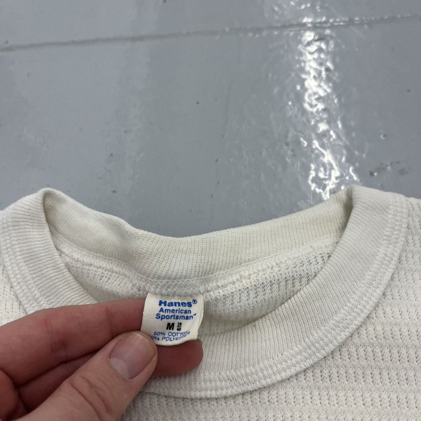Hanes Vintage 70s Hanes White Long Sleeve Thermal Waffle Shirt Size US S / EU 44-46 / 1 - 4 Thumbnail