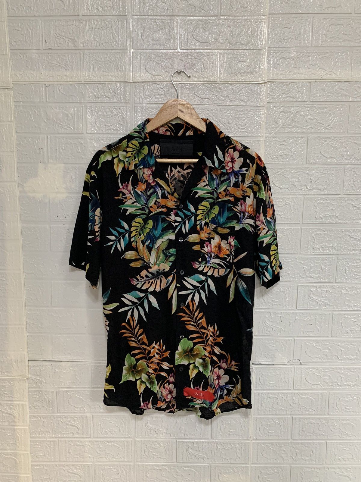 image of Designer Rh45 Hawaiian S/s Shirt (Open Collar) Made In Italy in Floral, Men's (Size Medium)