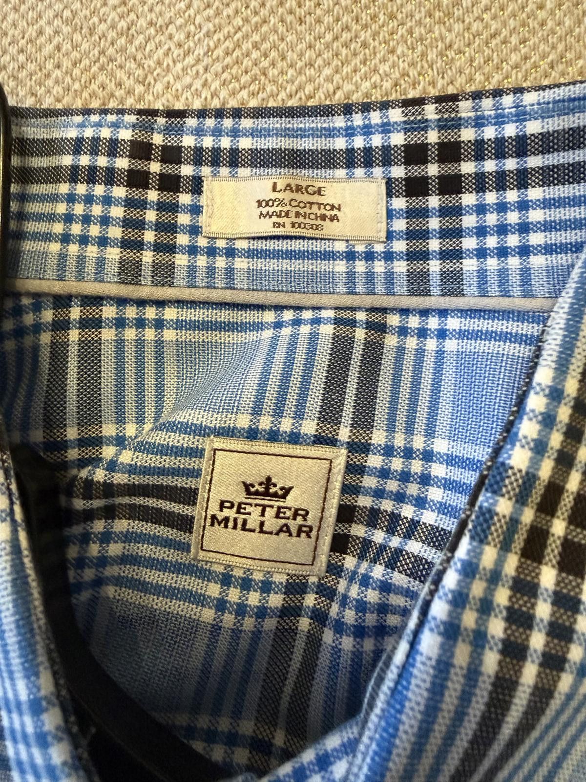 Peter Millar Peter Millar Large Blue Plaid Cotton Button-Up Shirt Size US L / EU 52-54 / 3 - 2 Thumbnail